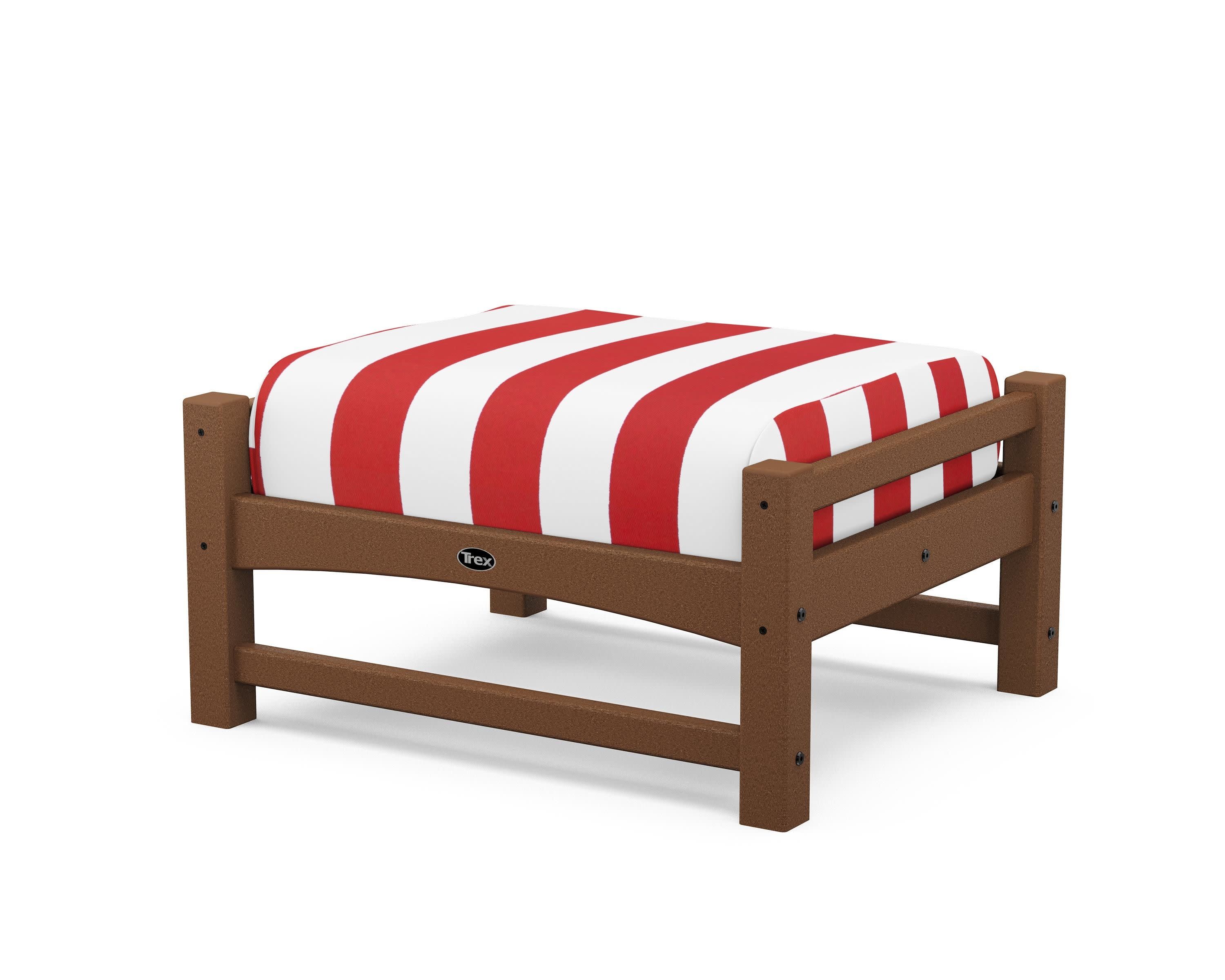 Rockport Club Ottoman in Tree House / Cabana Stripe Crimson