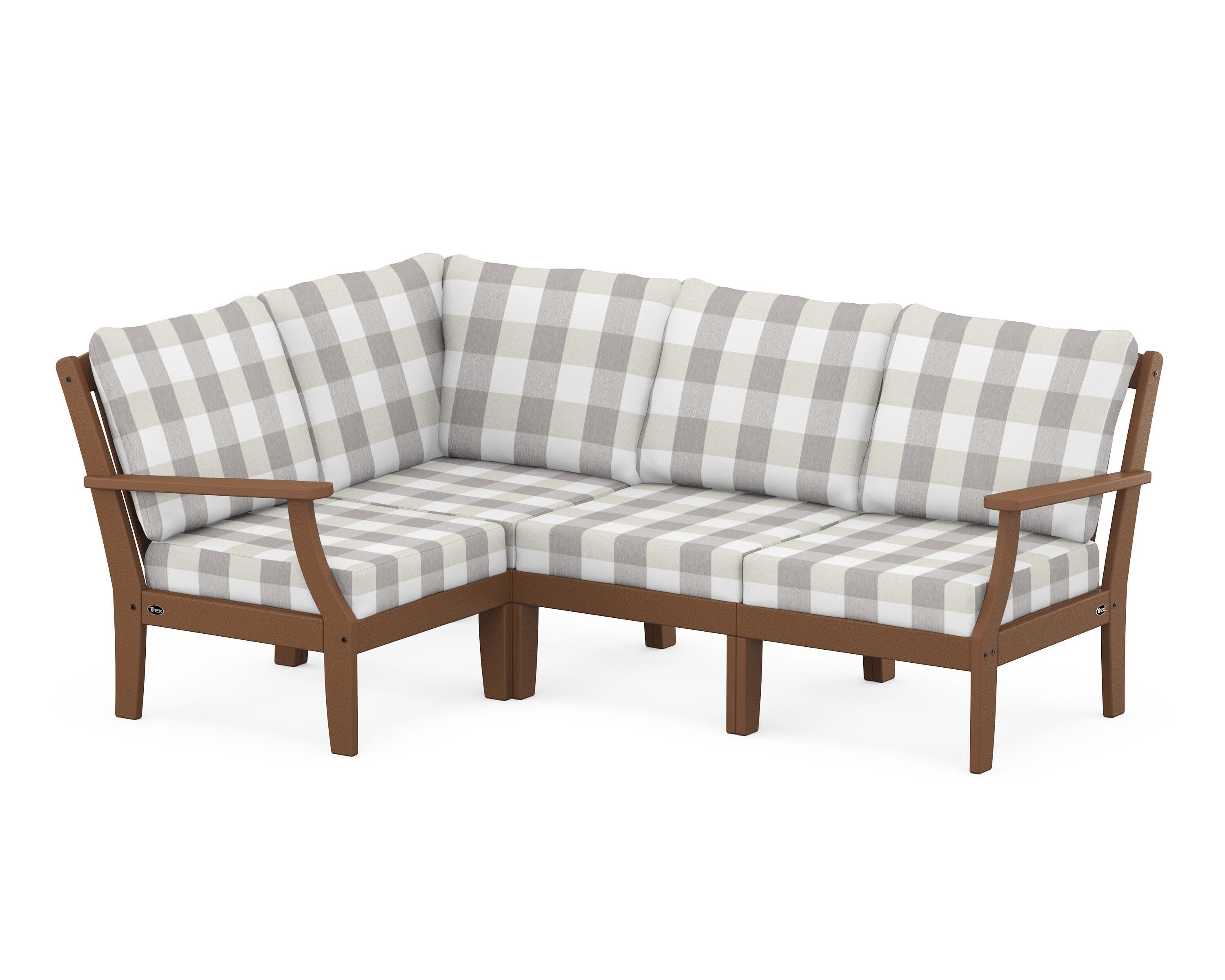 Yacht Club Modular 4-Piece Deep Seating Set in Tree House / Buffalo Plaid Grey Mist