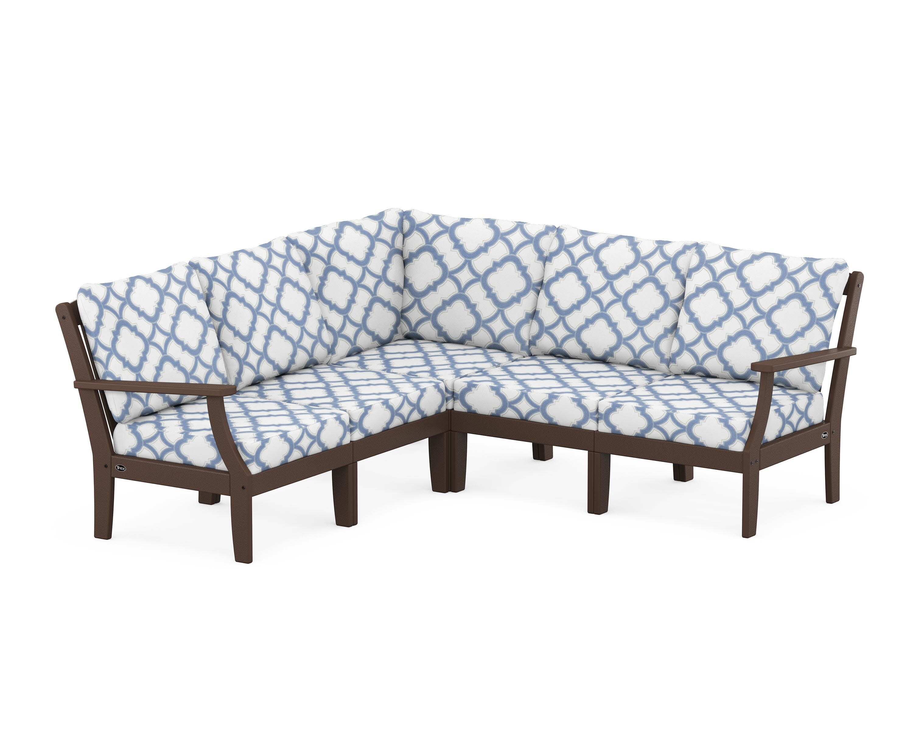 Yacht Club Modular 5-Piece Deep Seating Set in Vintage Lantern / Trellis Sky Blue