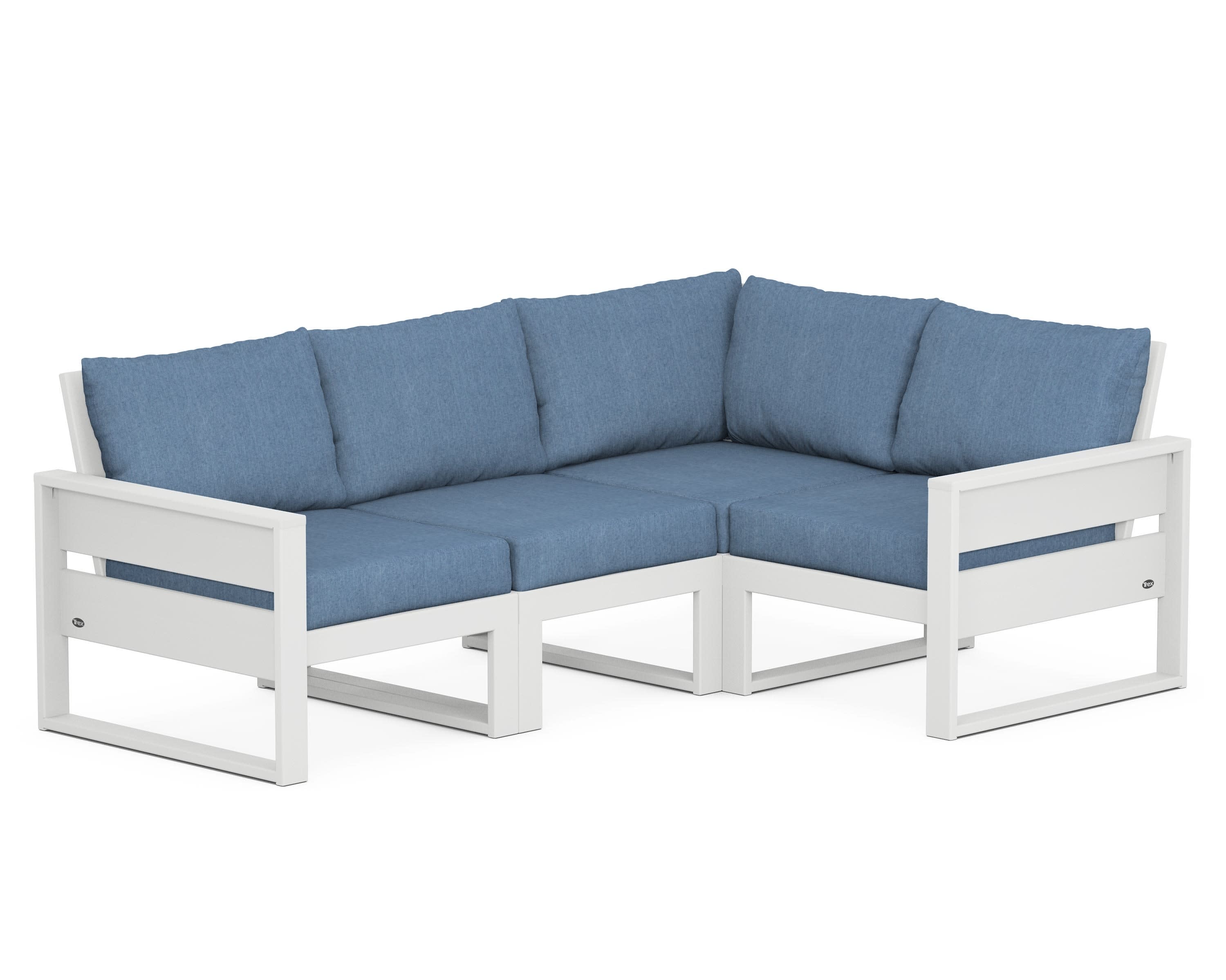 Eastport 4- Piece Sectional in Classic White / Sky Blue
