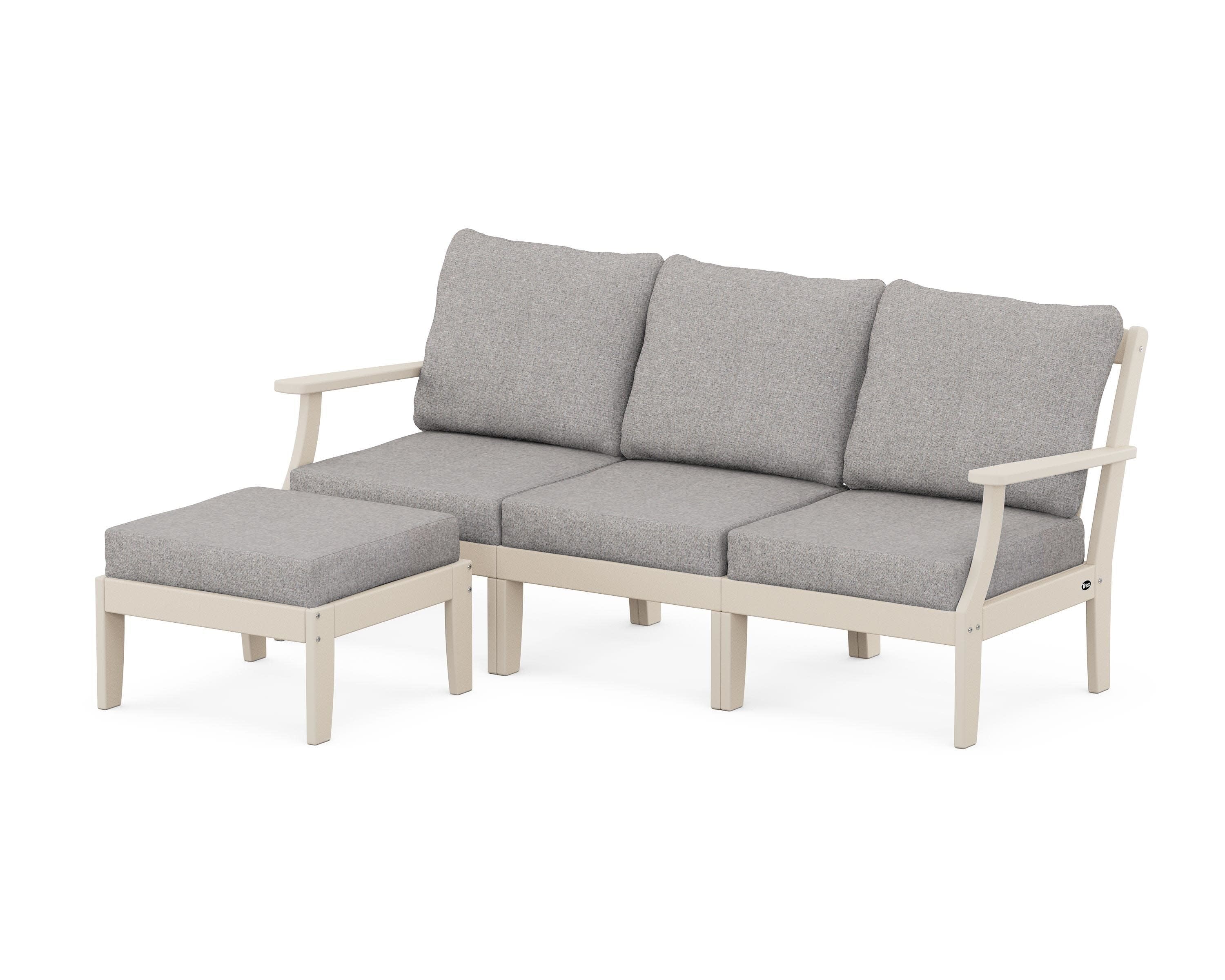 Yacht Club Modular 4-Piece Deep Seating Set with Ottoman in Sand Castle / Grey Mist