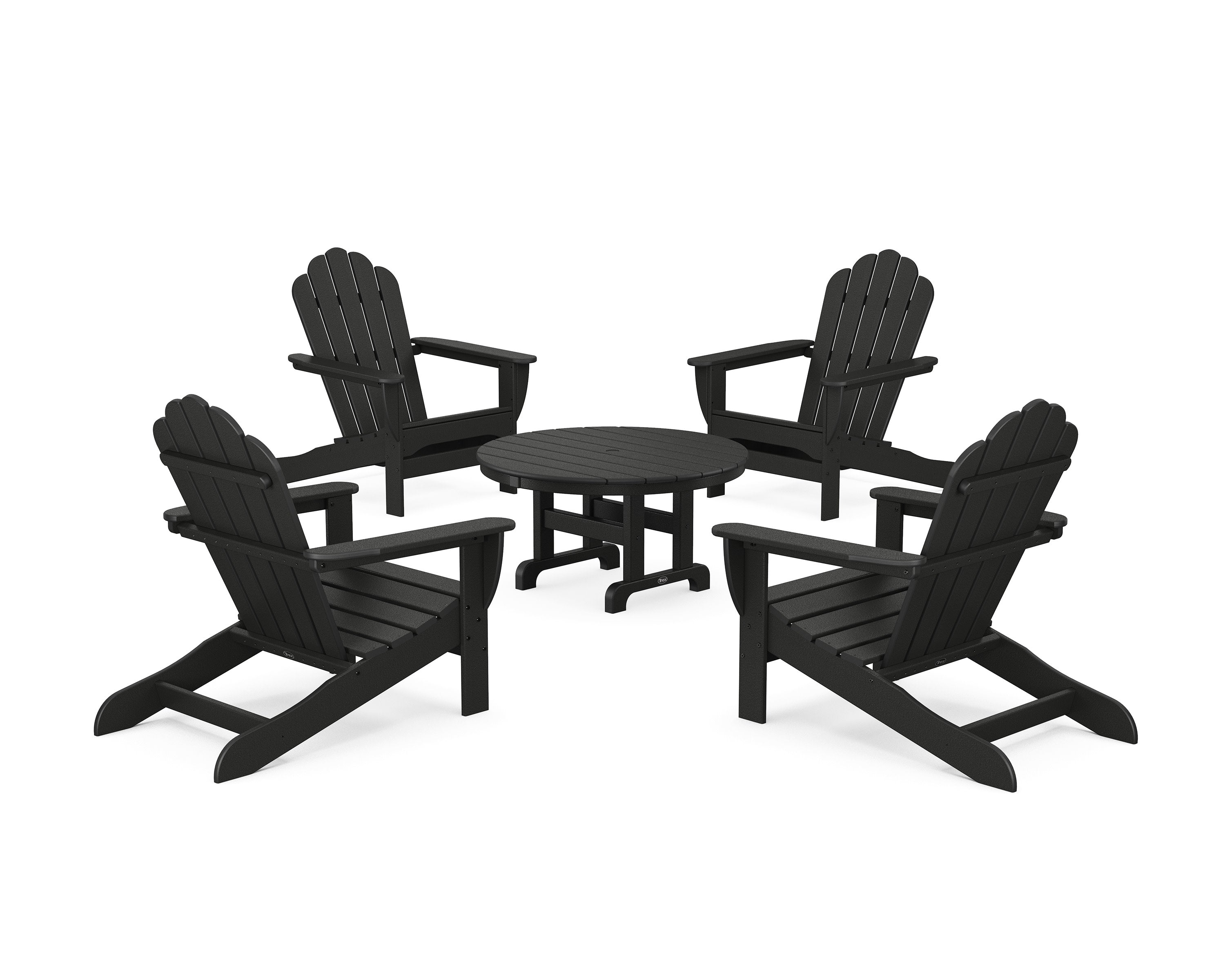 5-Piece Monterey Bay Oversized Adirondack Chair Conversation Group in Charcoal Black