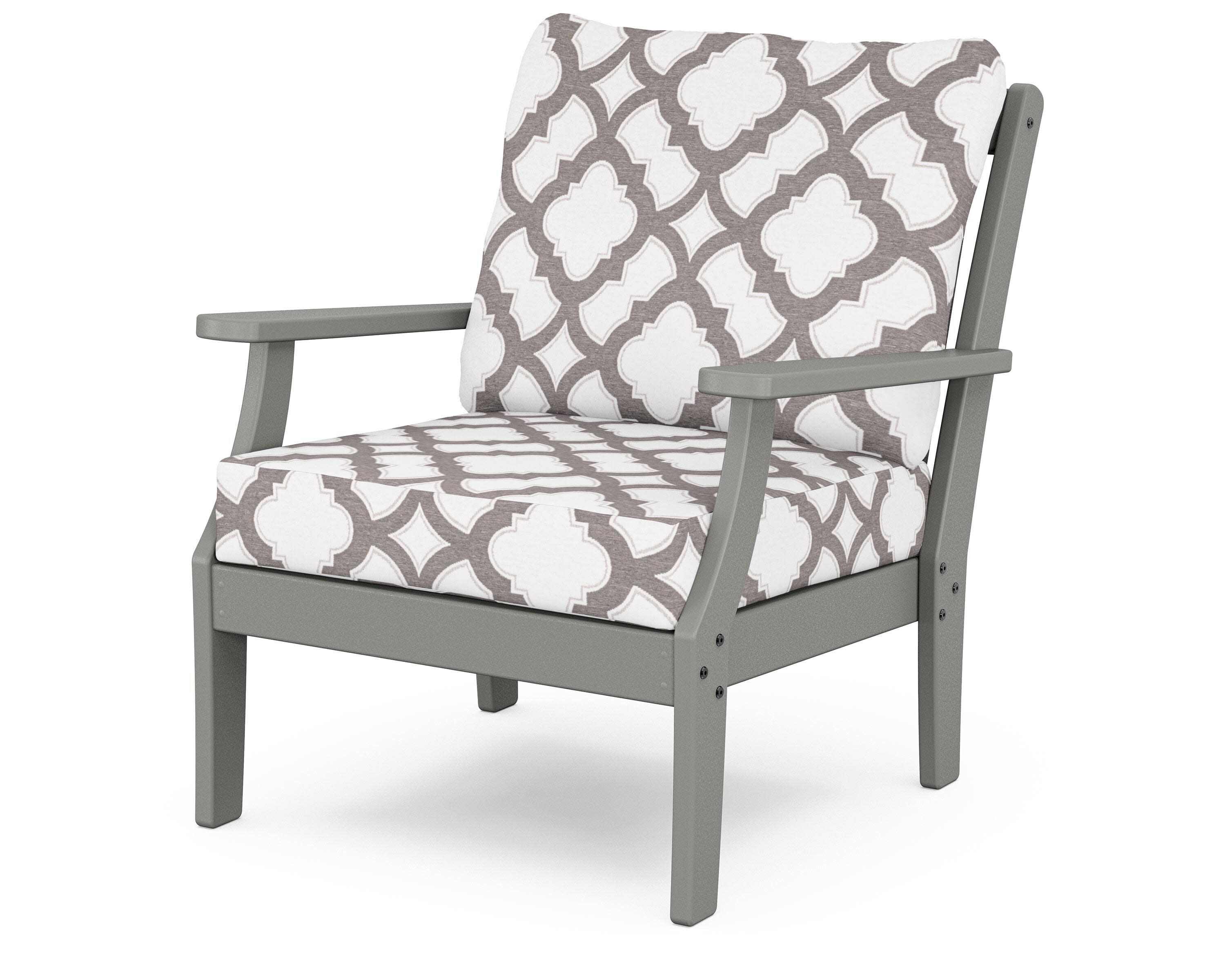 Yacht Club Deep Seating Chair in Stepping Stone / Trellis Grey Mist