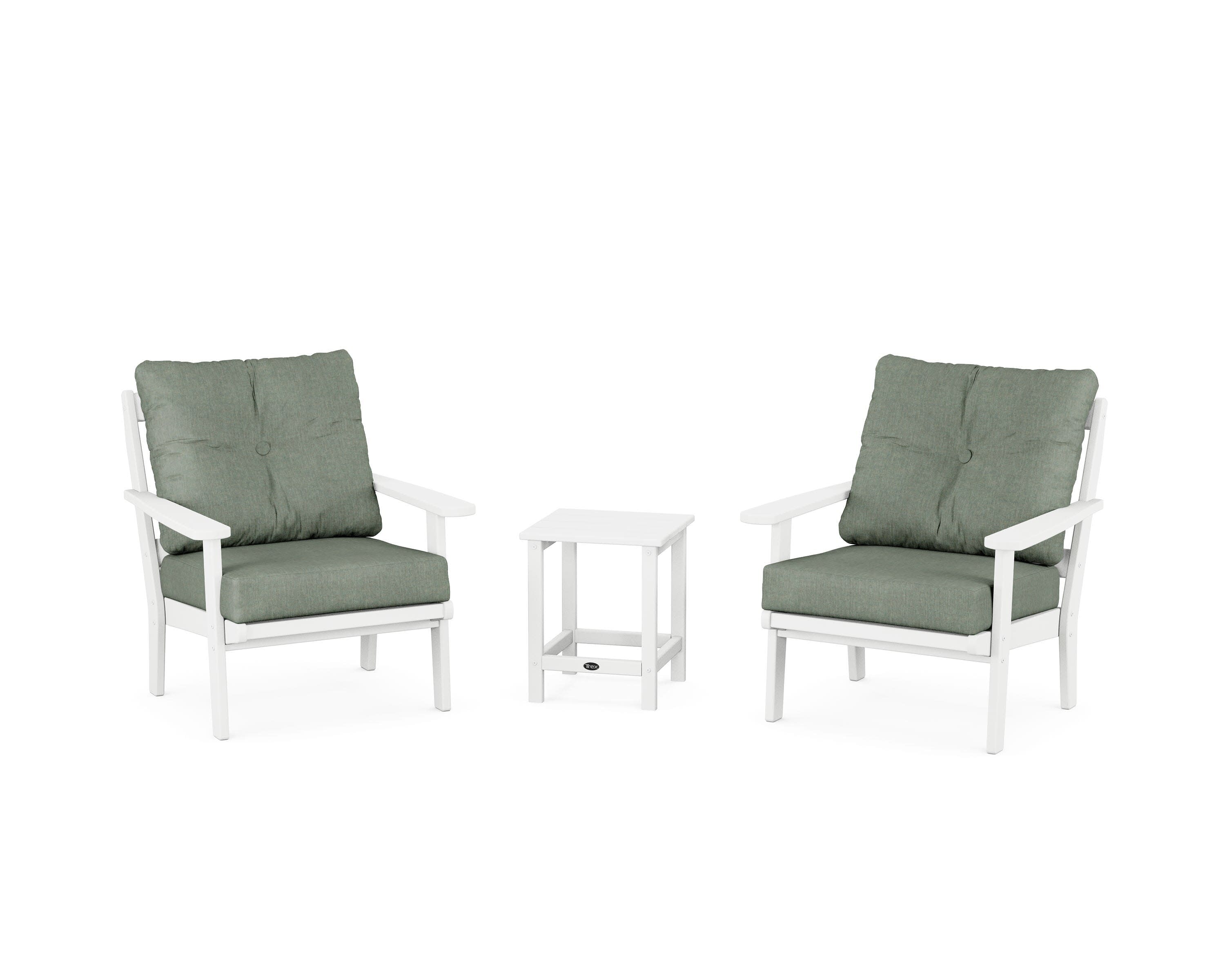 Cape Cod 3-Piece Deep Seating Set in Classic White / Cast Sage