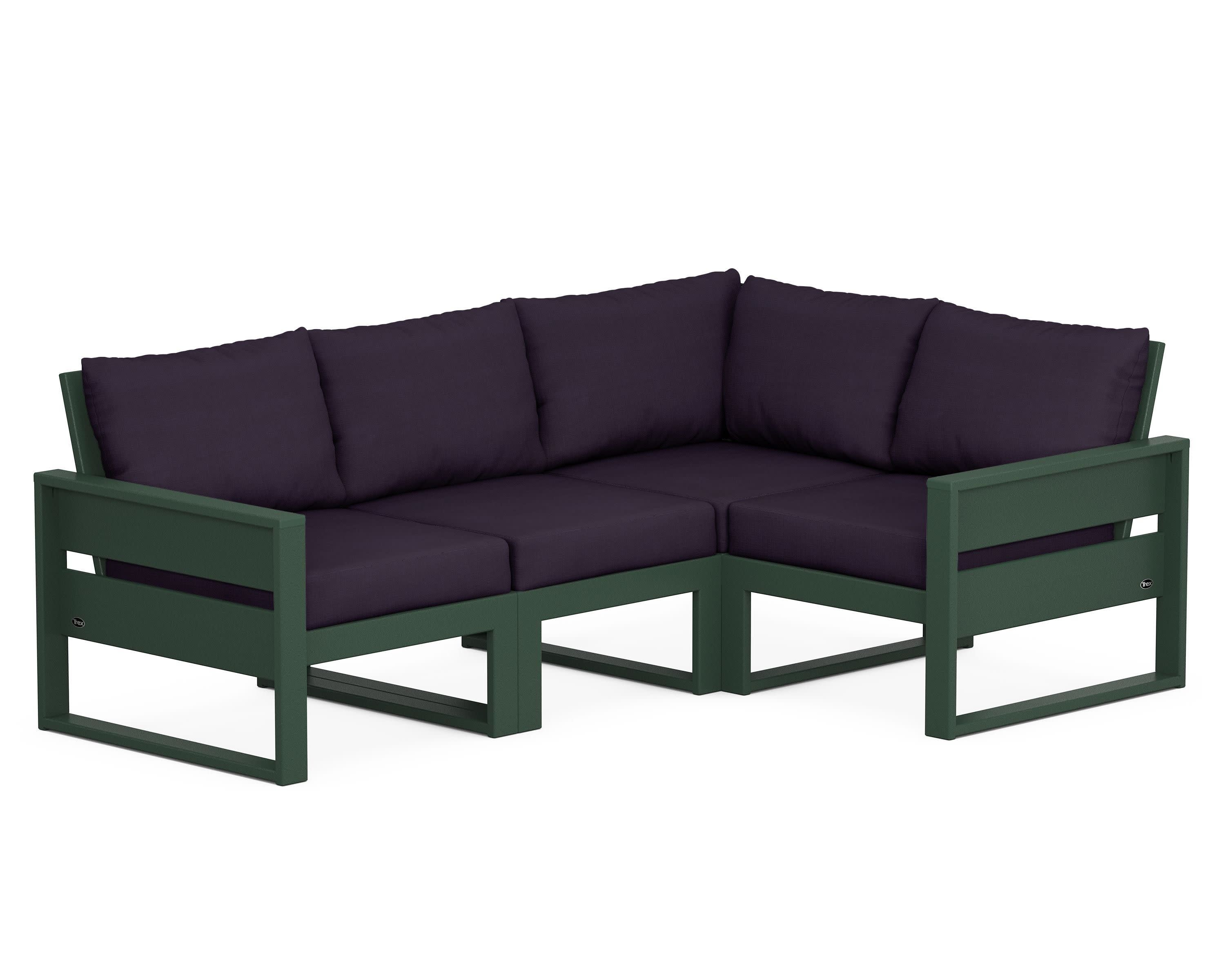 Eastport 4- Piece Sectional in Rainforest Canopy / Navy Linen