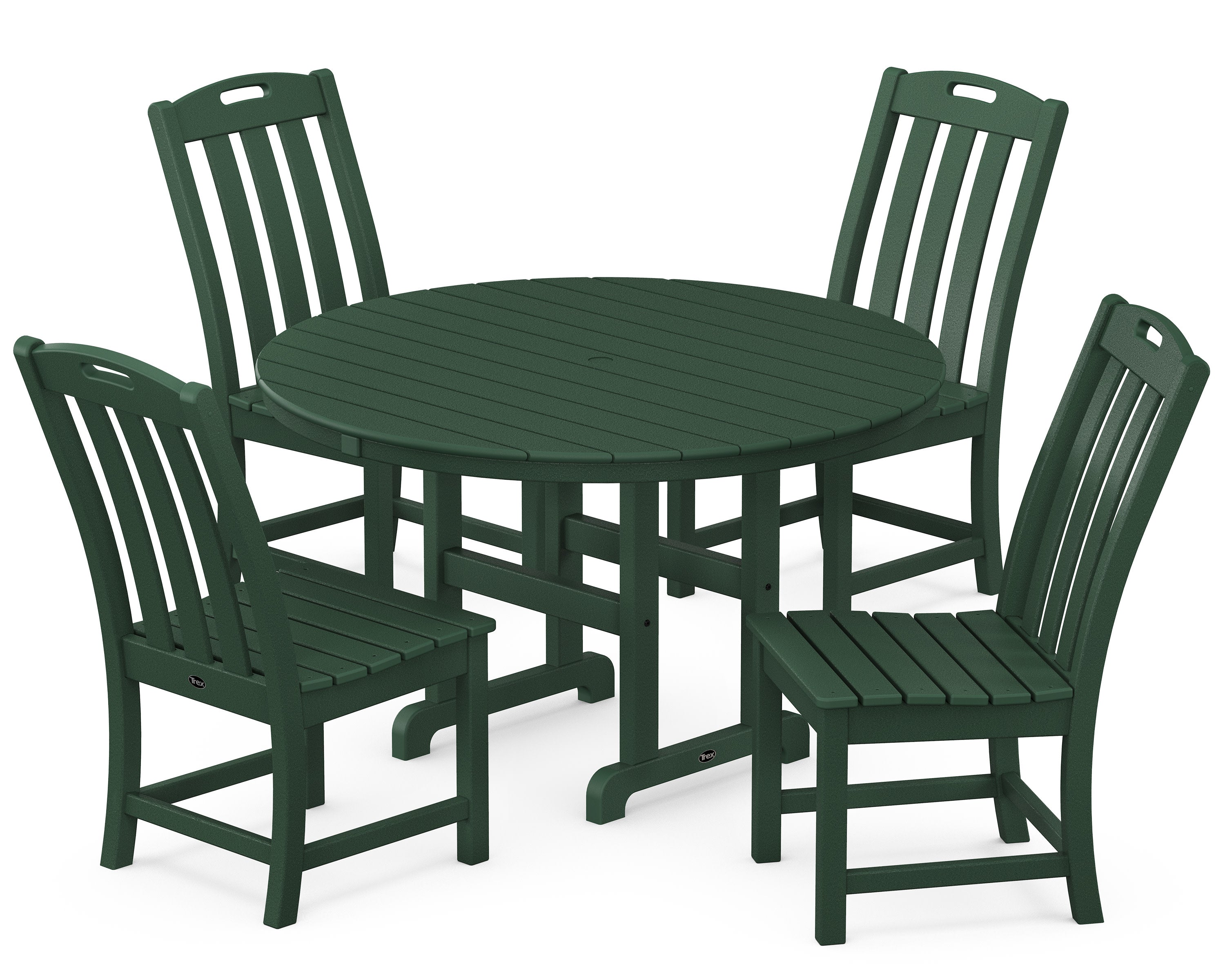 Yacht Club 5-Piece Round Side Chair Dining Set in Rainforest Canopy
