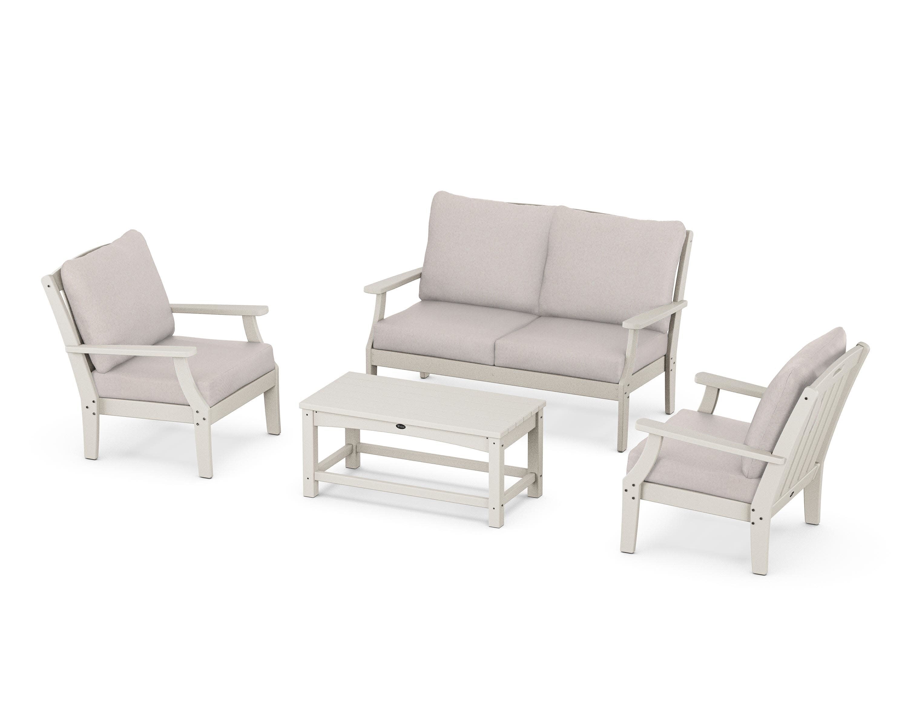 Yacht Club 4-Piece Deep Seating Chair Set in Sand Castle / Dune Burlap