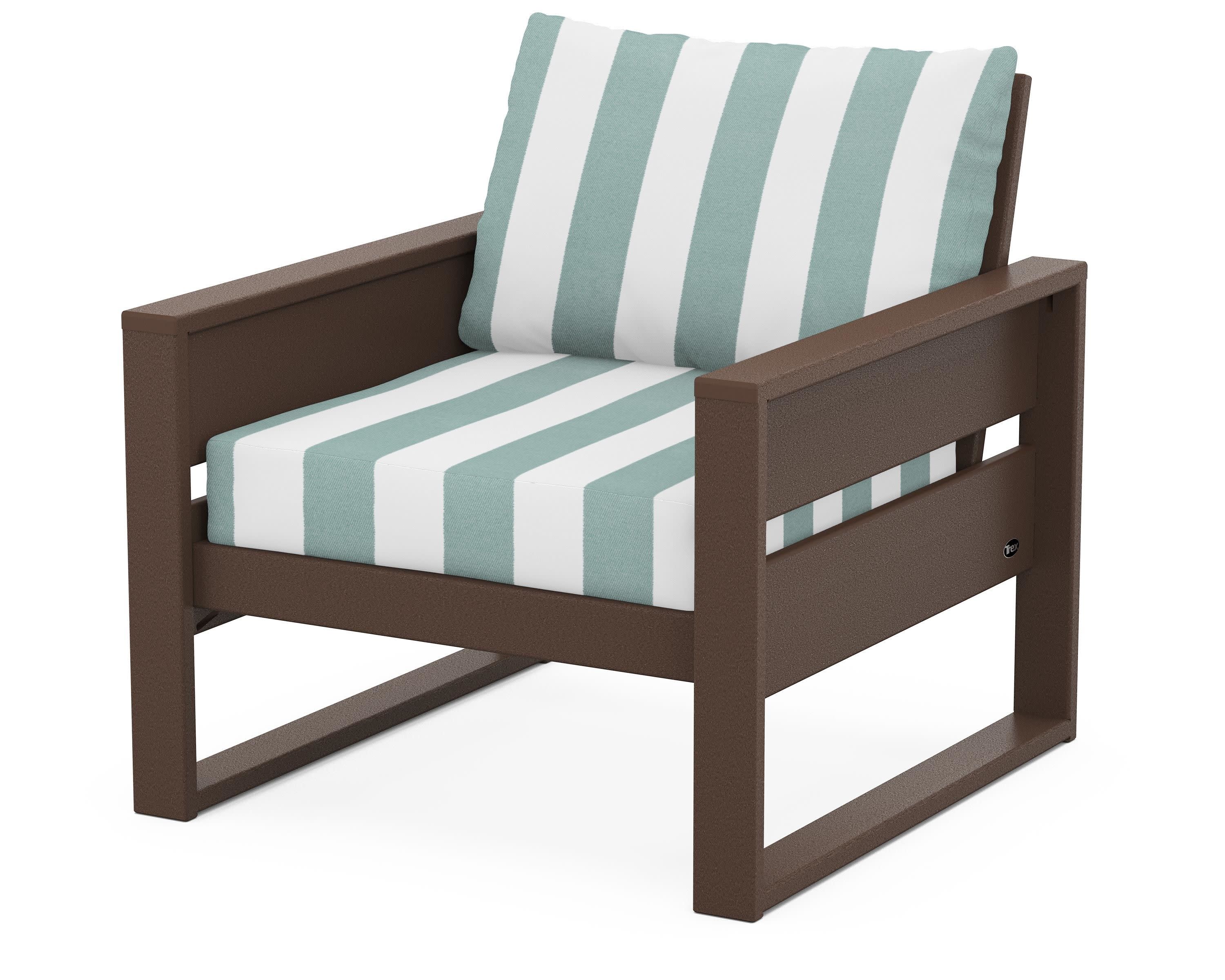 Eastport Club Chair in Vintage Lantern / Cabana Stripe Glacier Spa