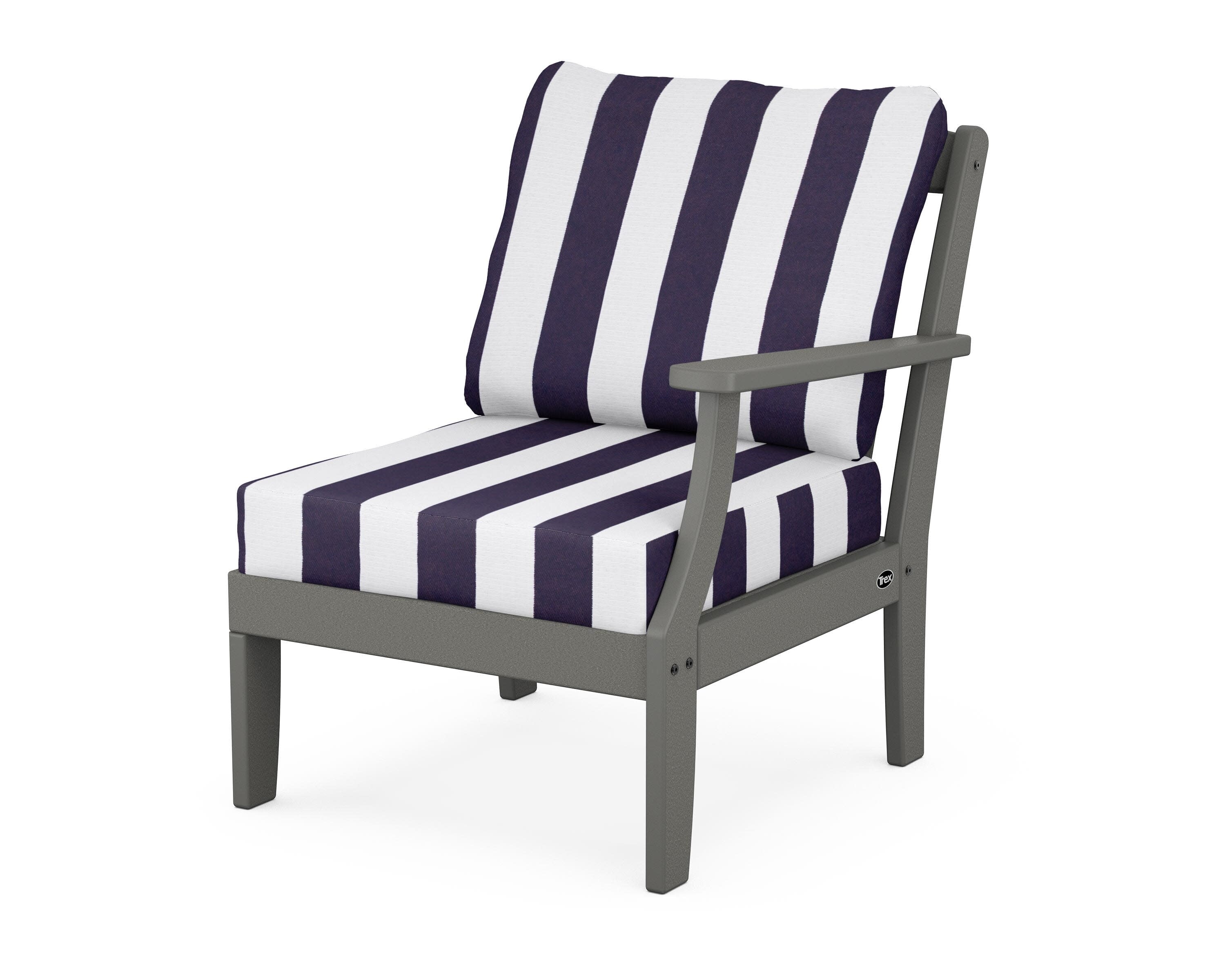 Yacht Club Modular Right Arm Chair in Stepping Stone / Cabana Stripe Navy