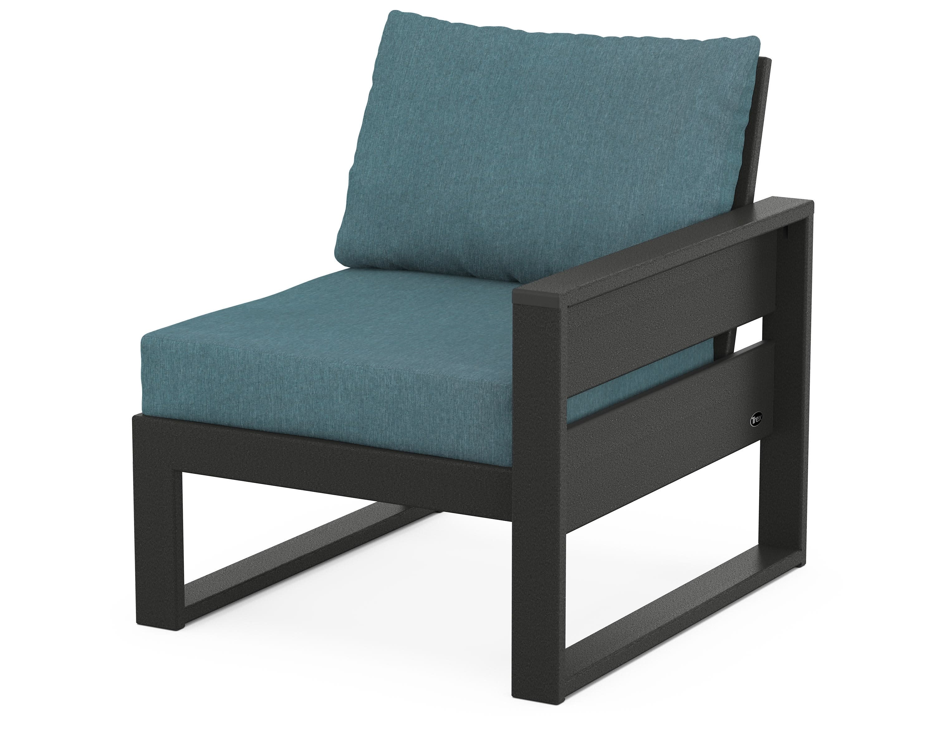 Eastport Modular Right Arm Chair in Charcoal Black / Ocean Teal