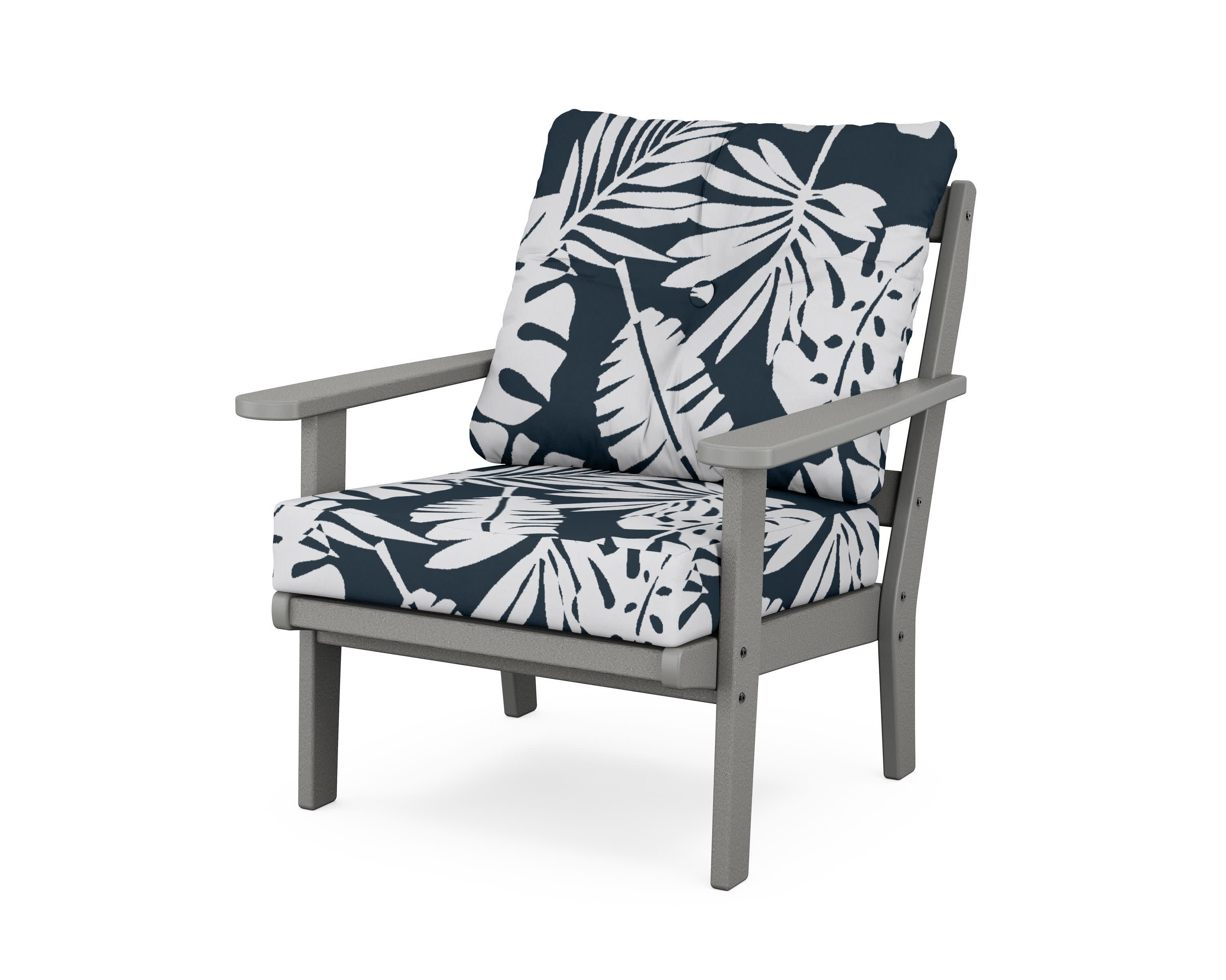 Cape Cod Deep Seating Chair in Stepping Stone / Leaf Marine Indigo