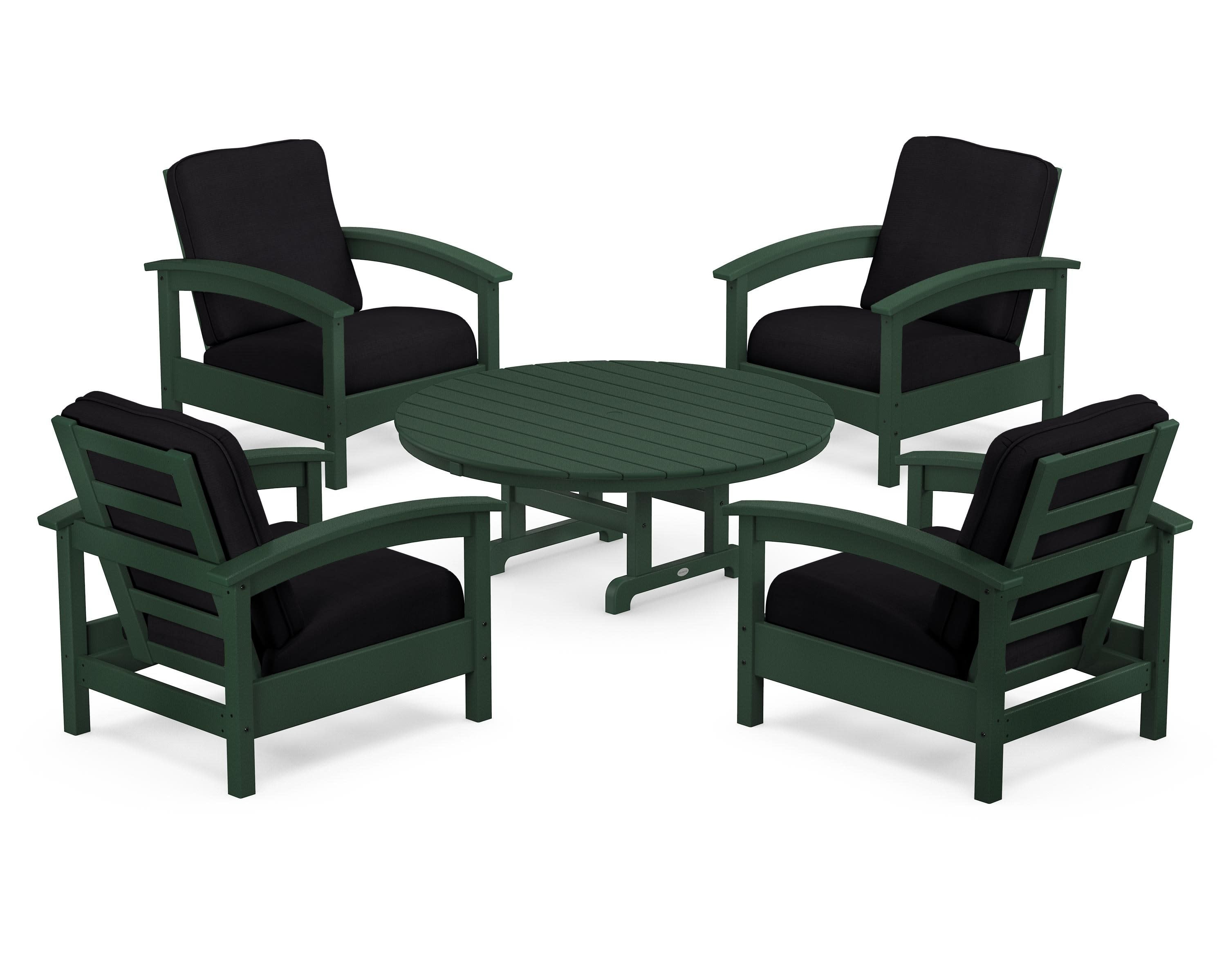 Rockport 5-Piece Deep Seating Set in Rainforest Canopy / Midnight Linen