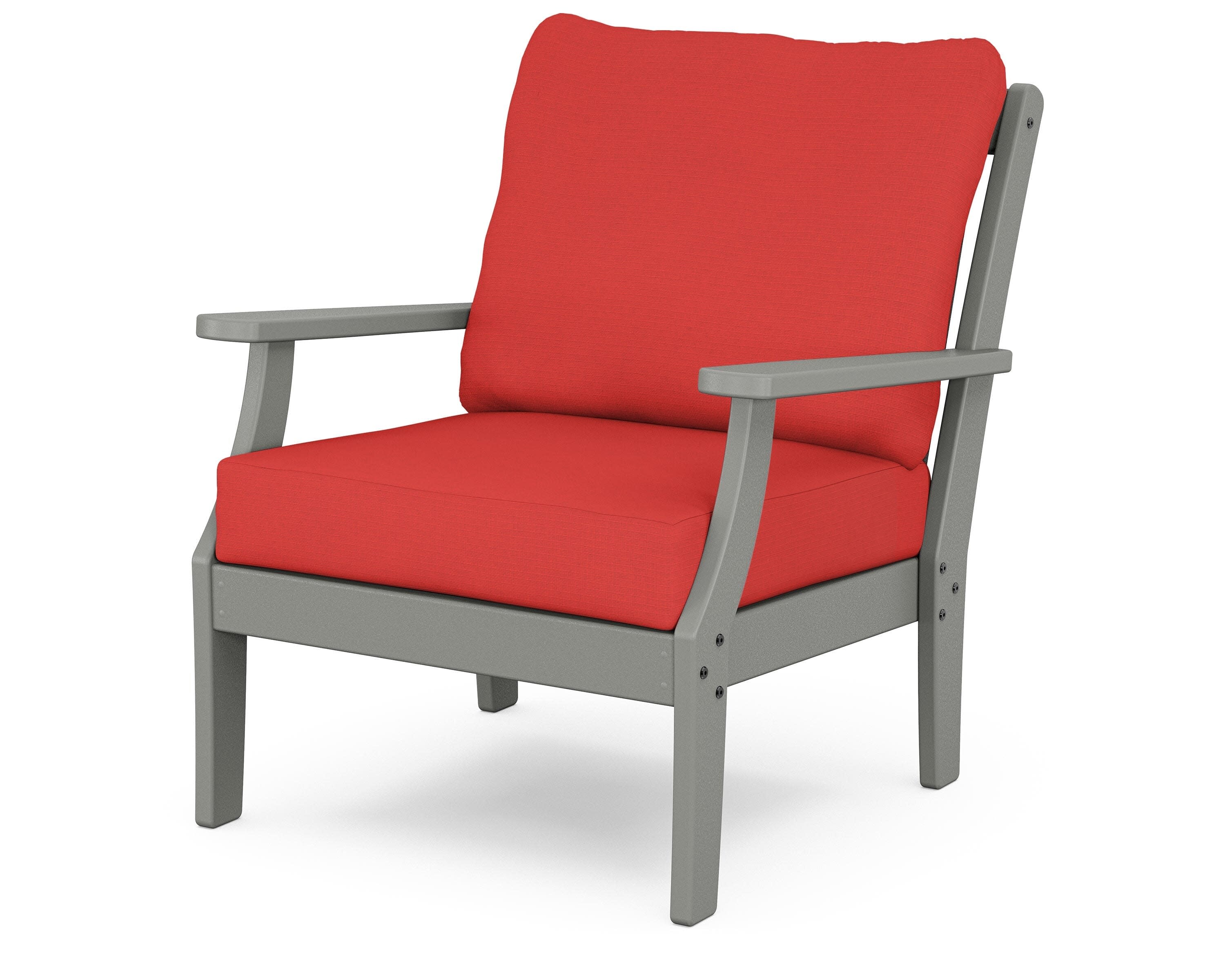 Yacht Club Deep Seating Chair in Stepping Stone / Crimson Linen