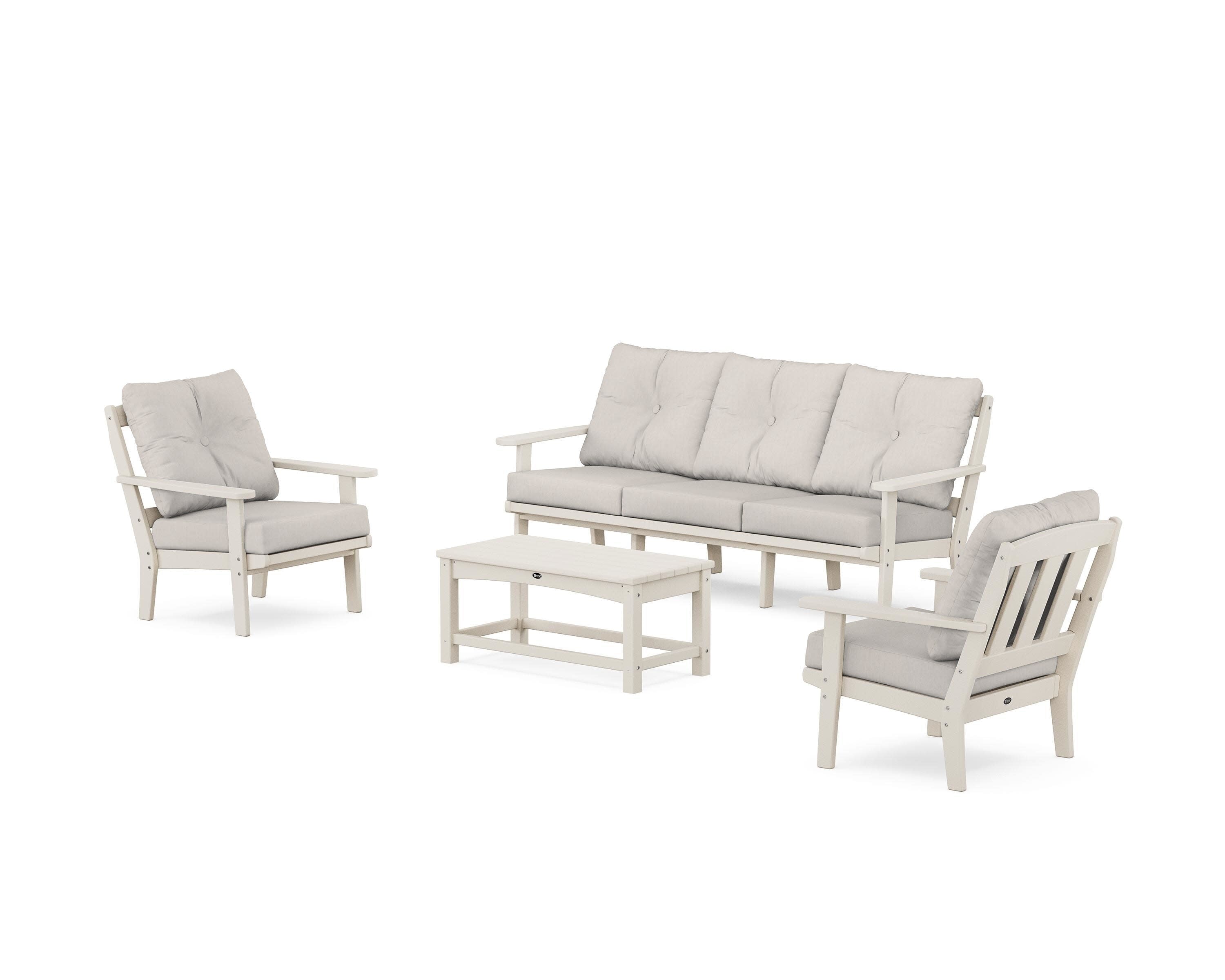 Cape Cod 4-Piece Deep Seating Set with Sofa in Sand Castle / Cast Ash