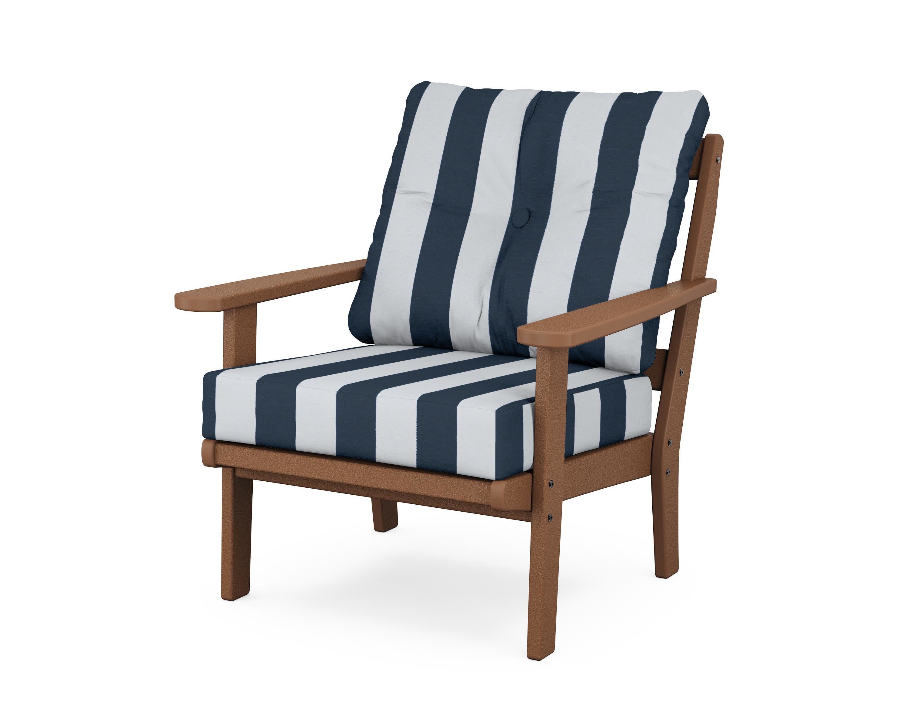 Cape Cod Deep Seating Chair in Tree House / Cabana Stripe Marine Indigo