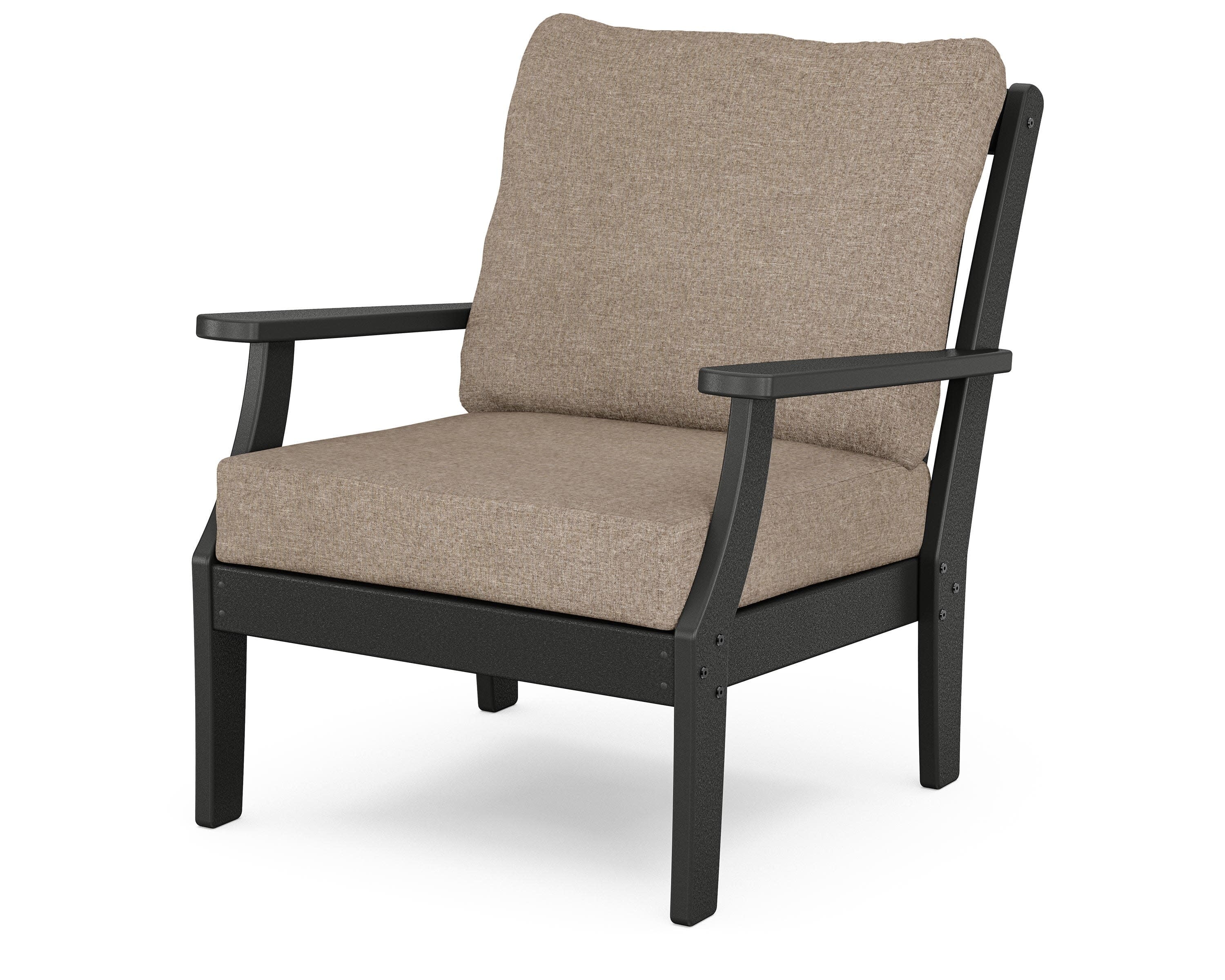 Yacht Club Deep Seating Chair in Charcoal Black / Spiced Burlap