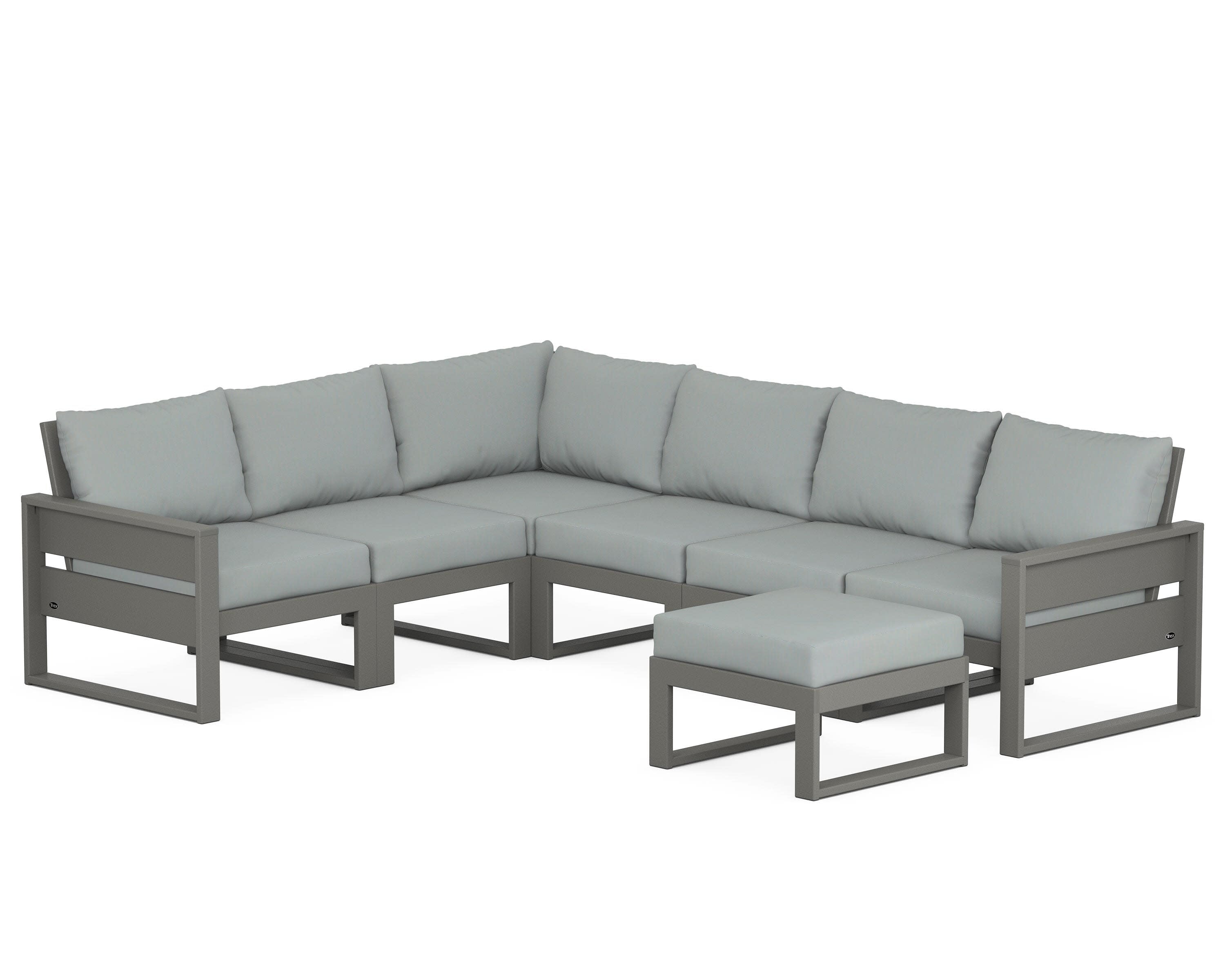 Eastport 6-Piece Sectional with Ottoman in Stepping Stone / Spa