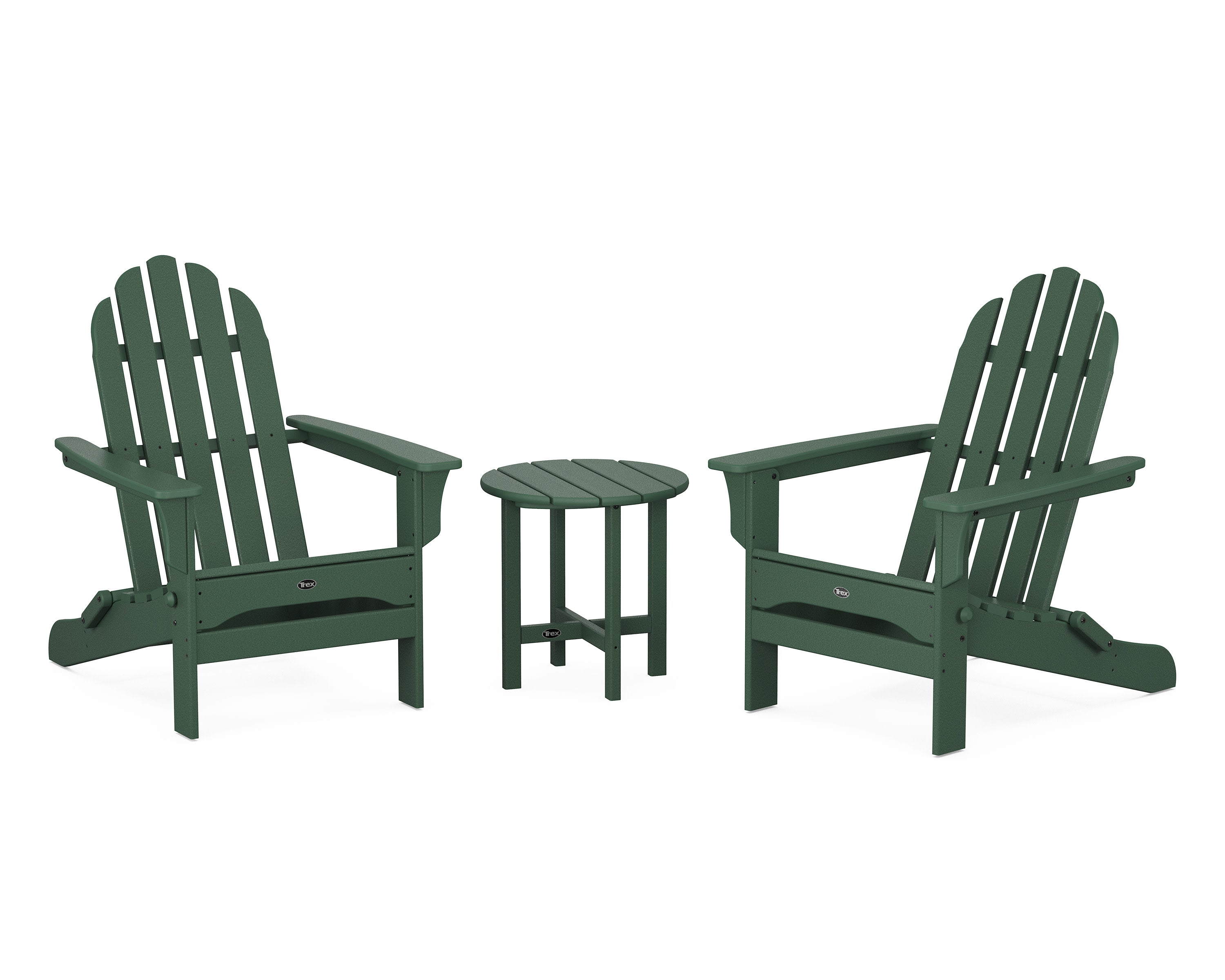 Cape Cod Folding Adirondack Set with Side Table in Rainforest Canopy