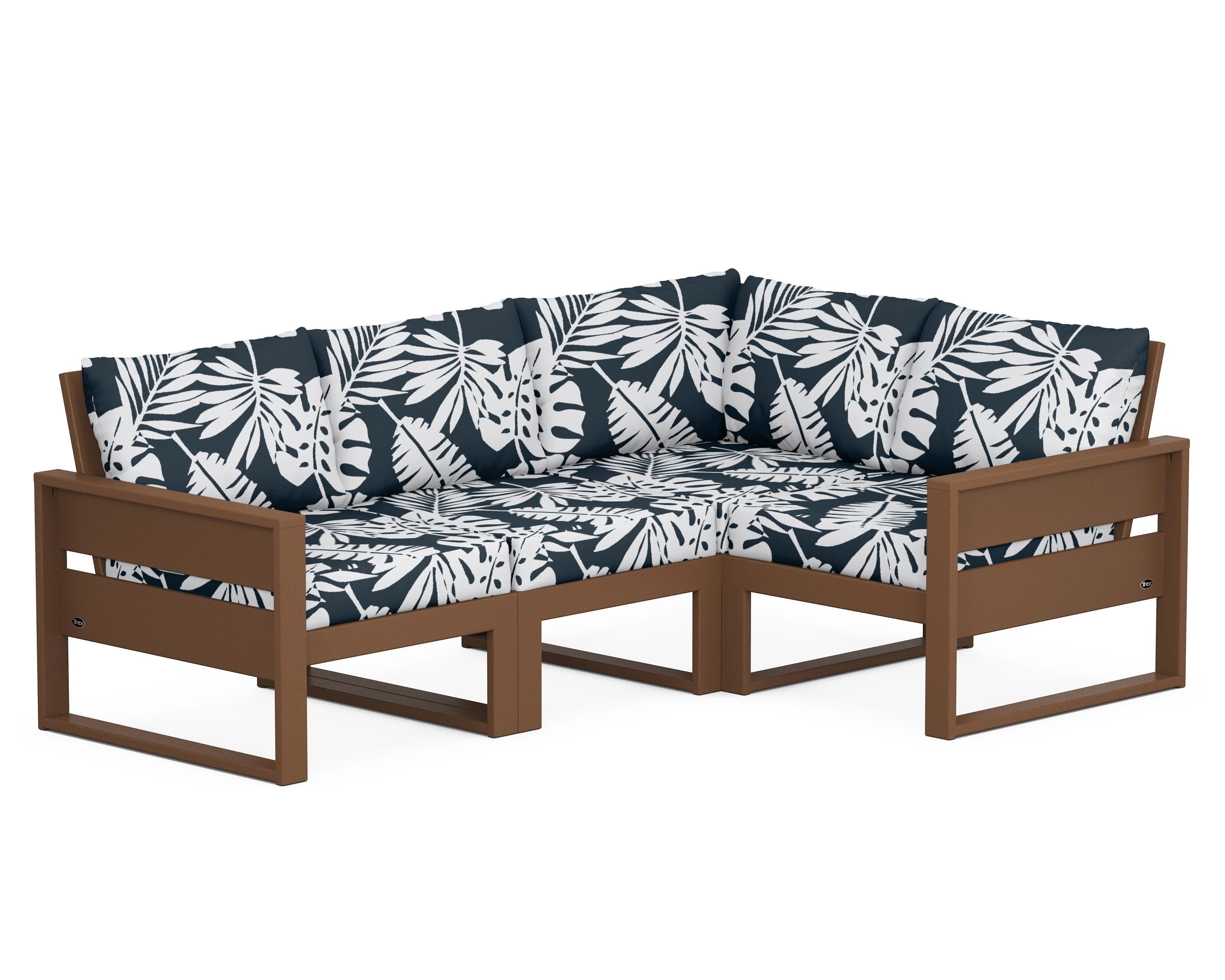 Eastport 4- Piece Sectional in Tree House / Leaf Marine Indigo