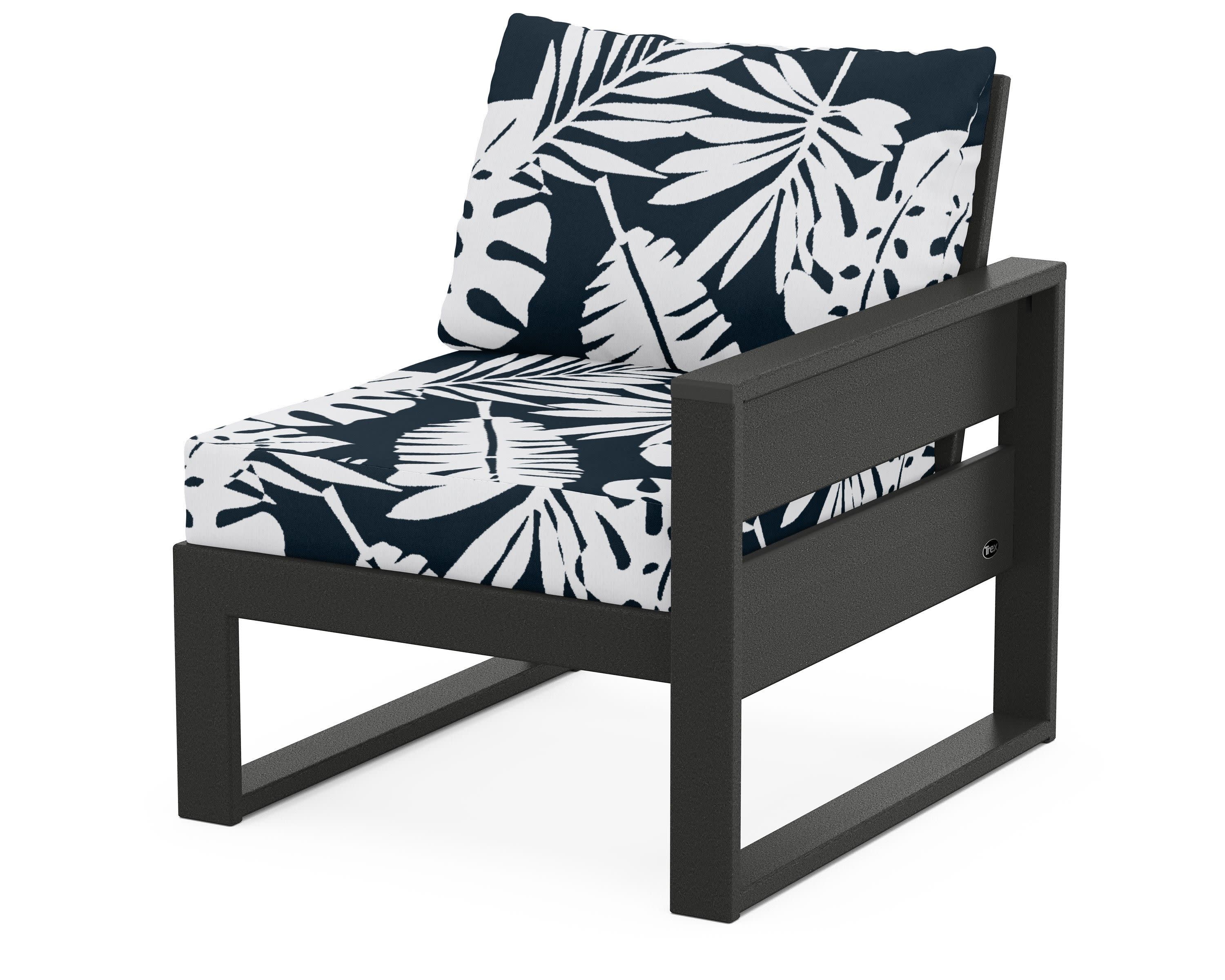 Eastport Modular Right Arm Chair in Charcoal Black / Leaf Marine Indigo