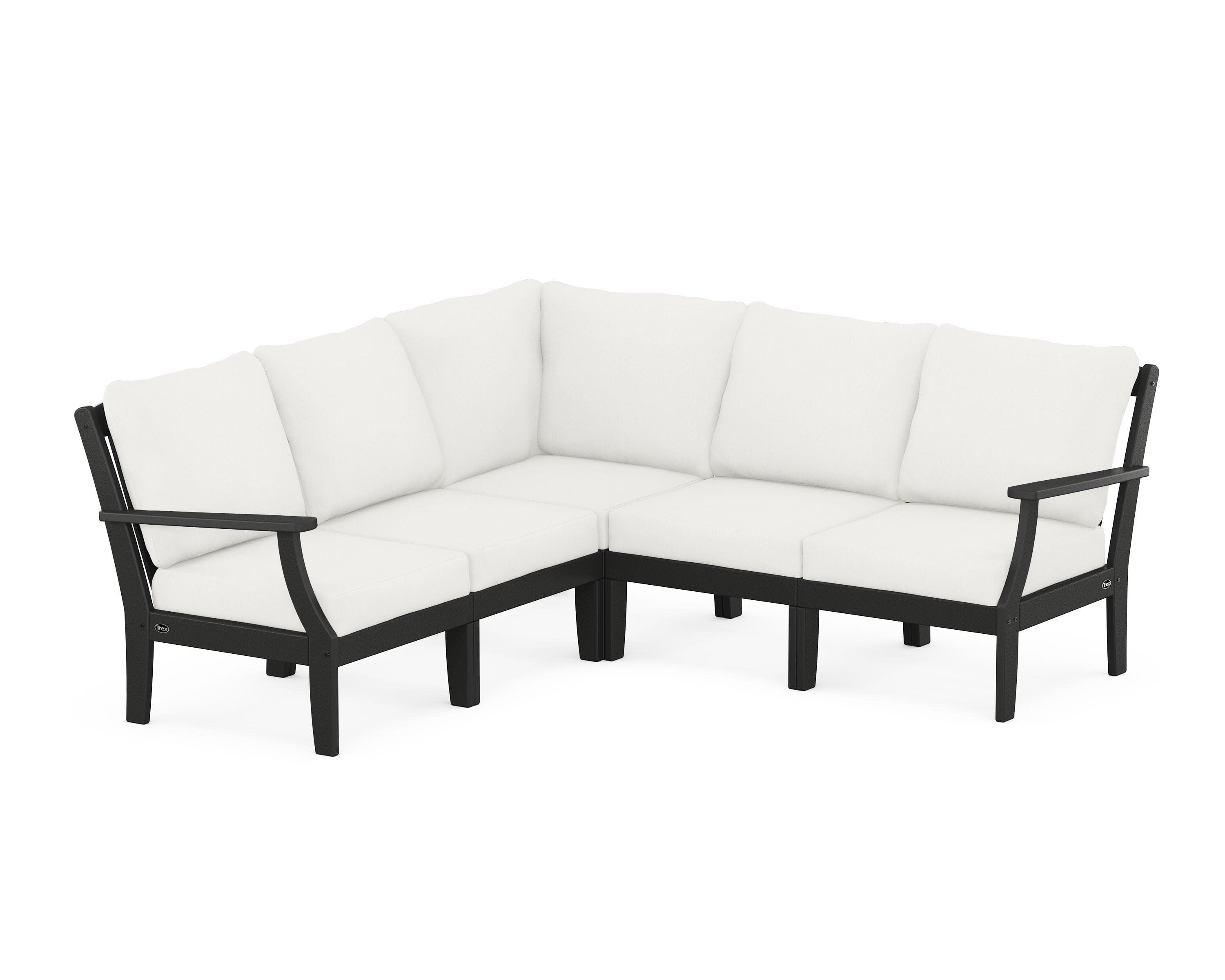 Yacht Club Modular 5-Piece Deep Seating Set in Charcoal Black / Natural Linen