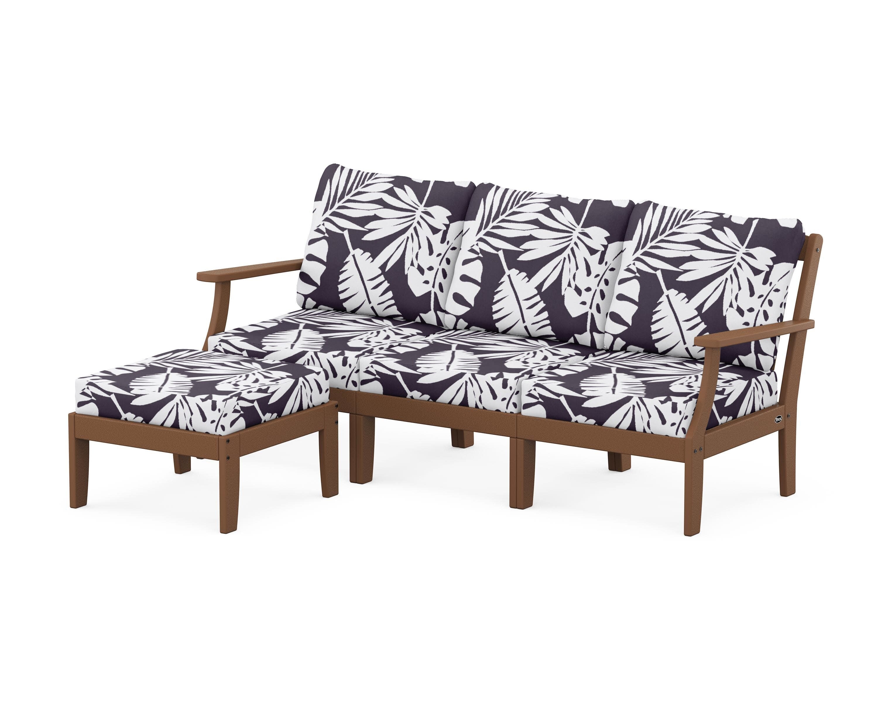 Yacht Club Modular 4-Piece Deep Seating Set with Ottoman in Tree House / Leaf Navy