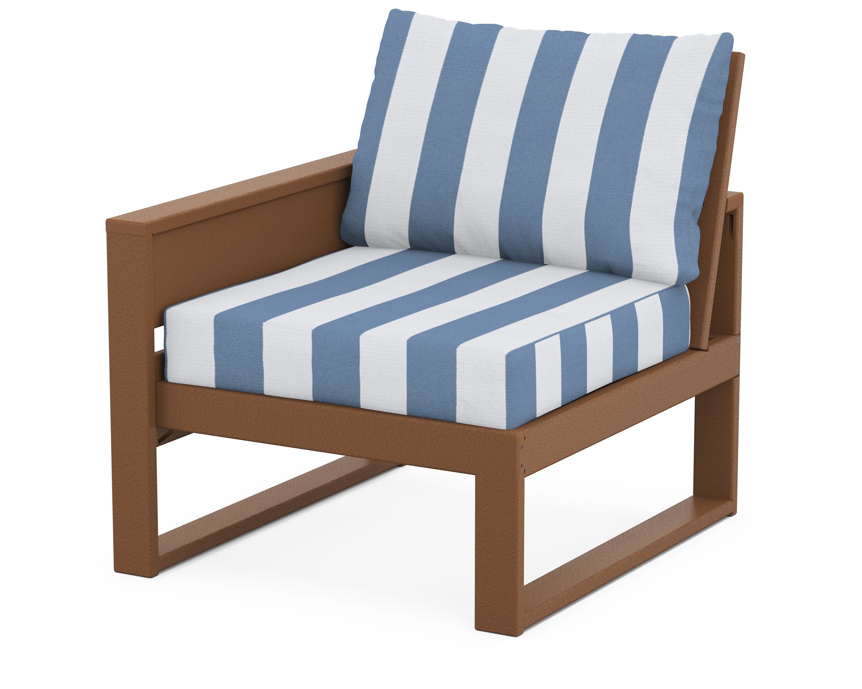 Eastport Modular Left Arm Chair in Tree House / Cabana Stripe Sky Blue