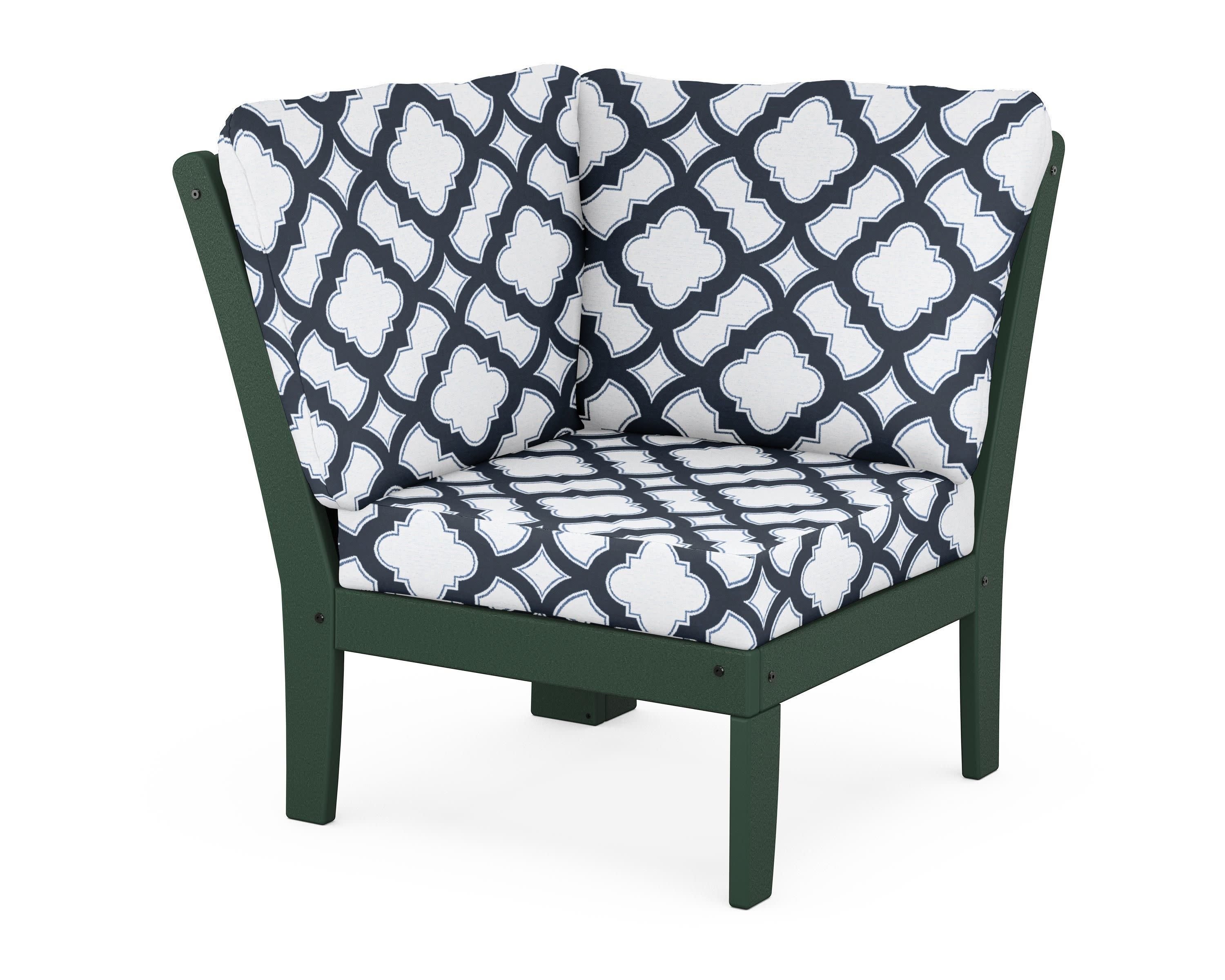 Yacht Club Modular Corner Chair in Rainforest Canopy / Trellis Marine Indigo