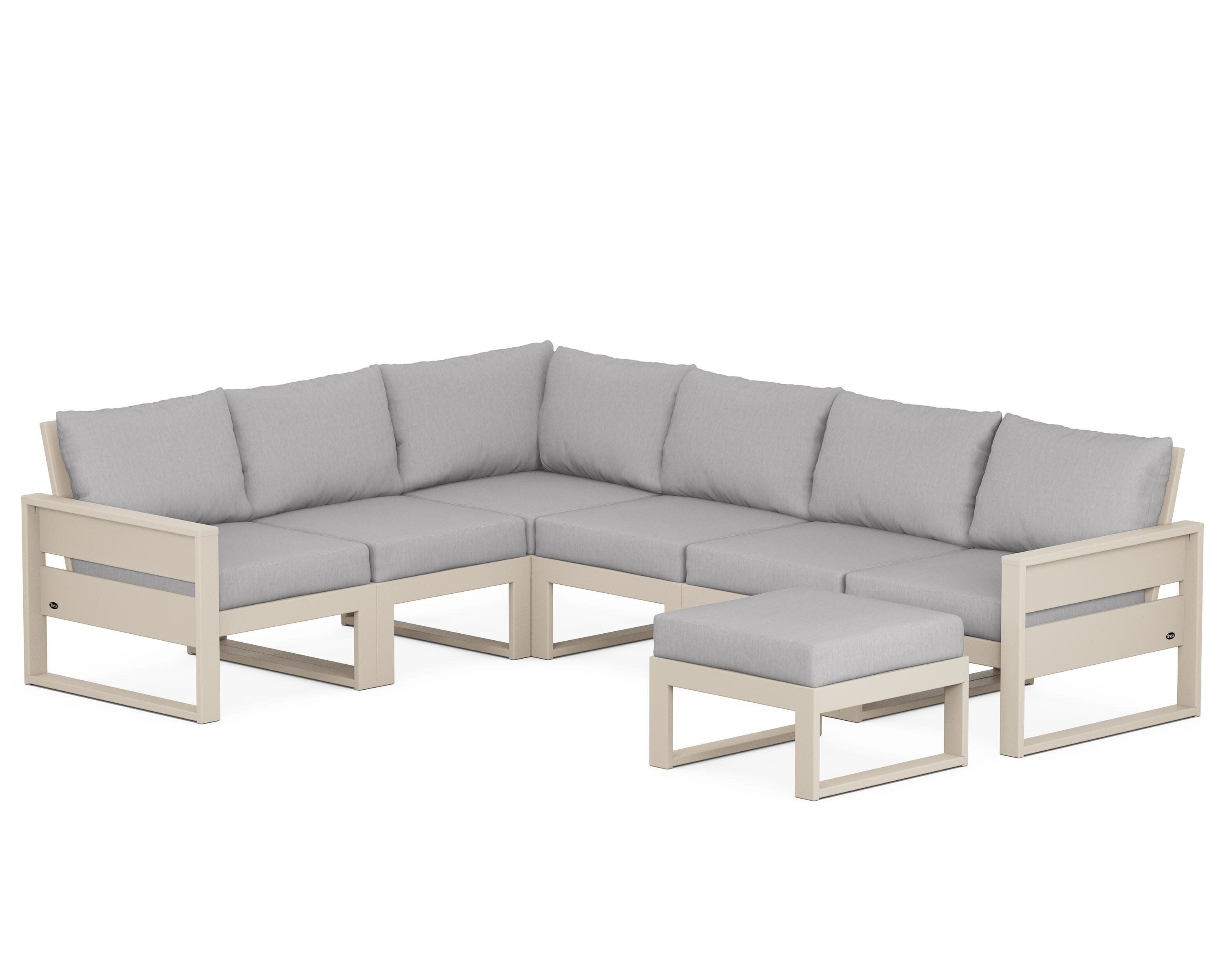 Eastport 6-Piece Sectional with Ottoman in Sand Castle / Granite