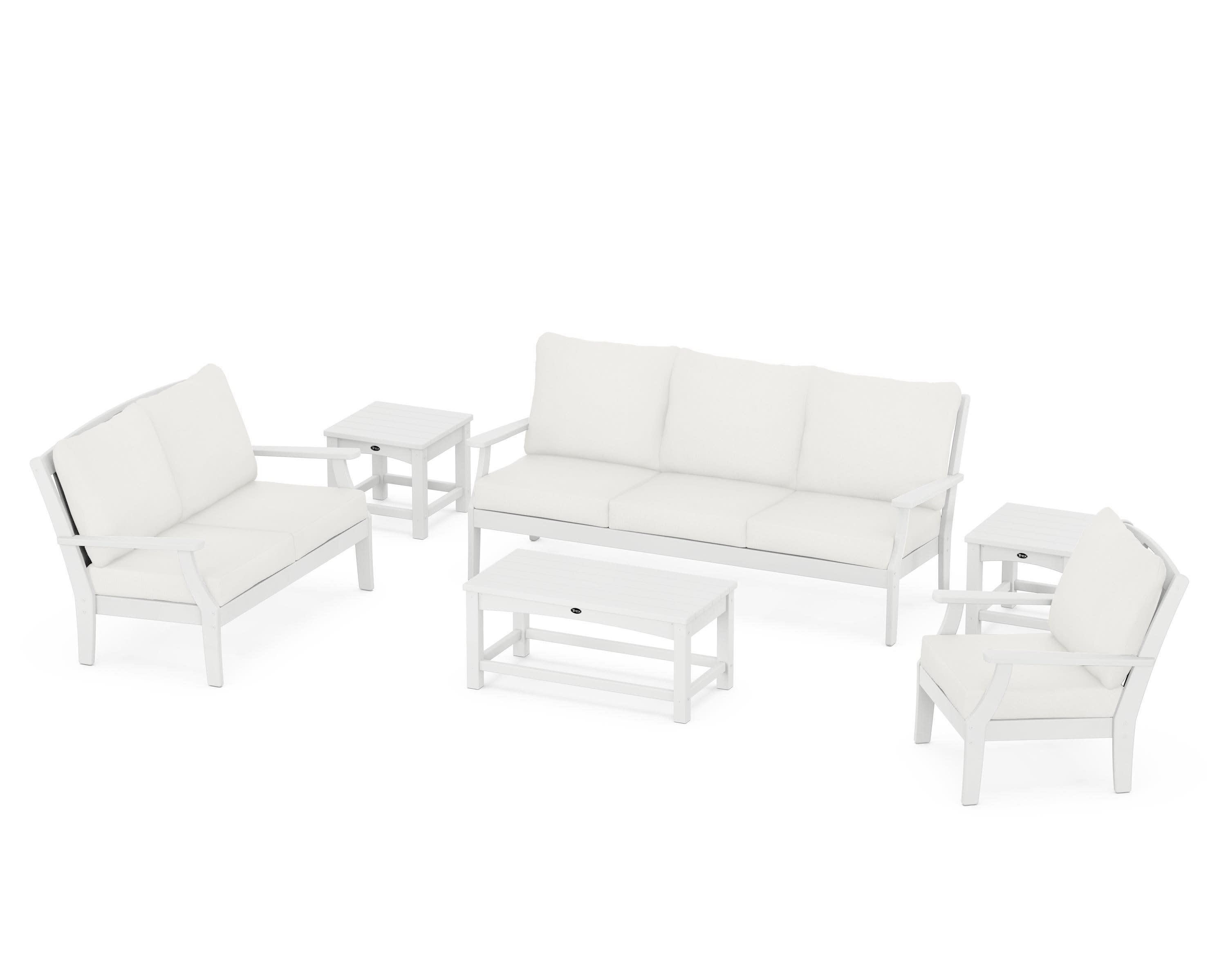 Yacht Club 6-Piece Deep Seating Set in Classic White / Natural Linen