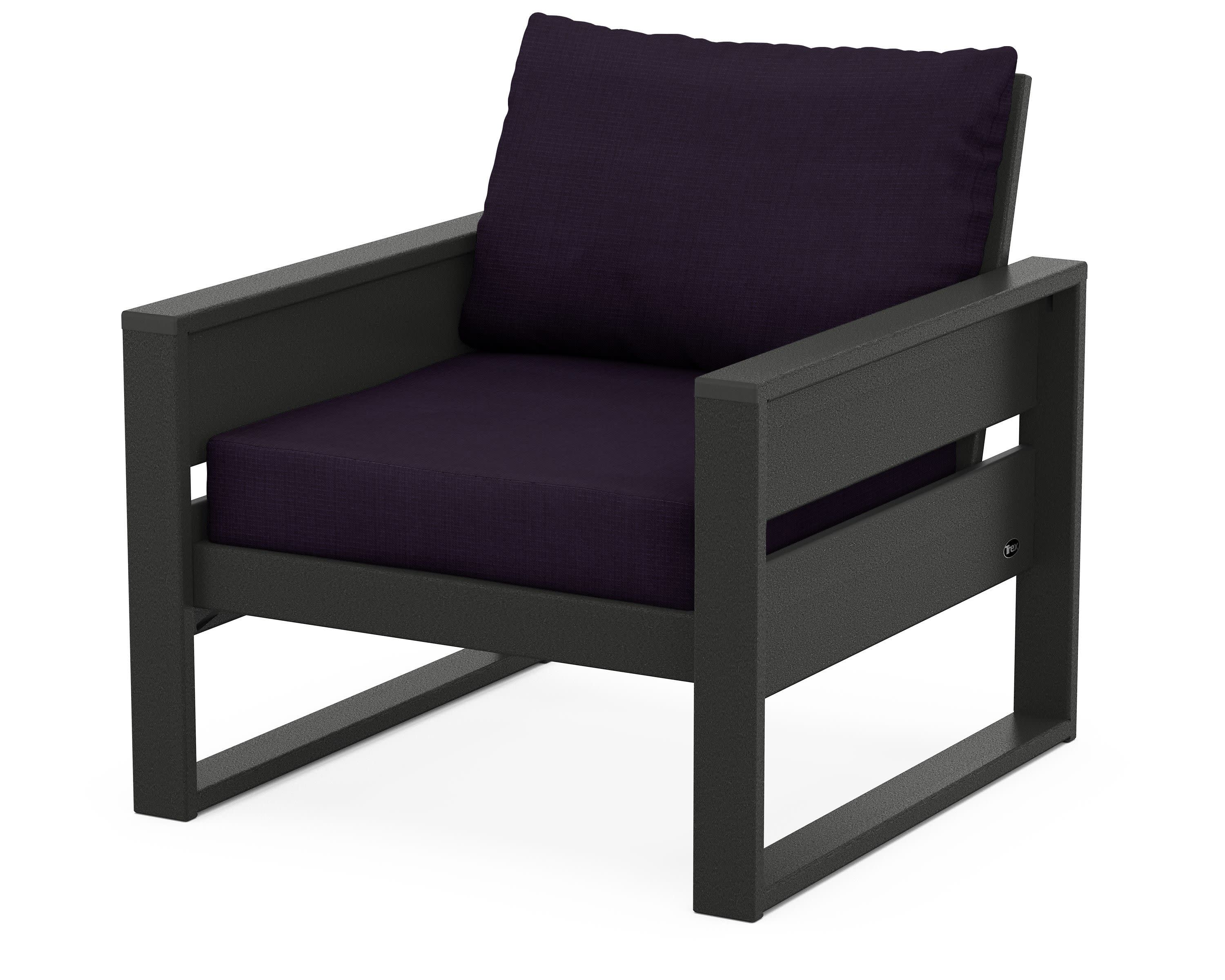 Eastport Club Chair in Charcoal Black / Navy Linen
