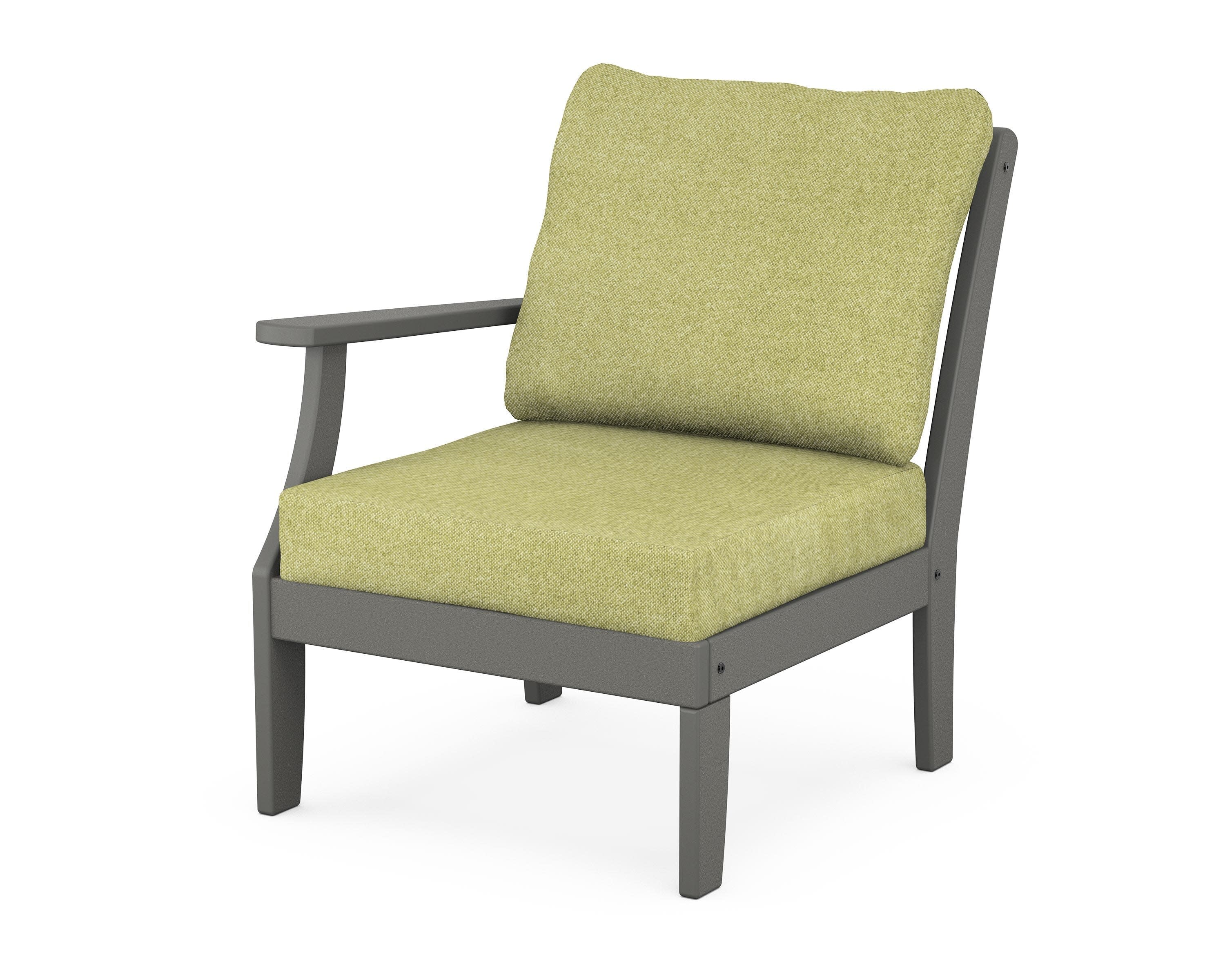 Yacht Club Modular Left Arm Chair in Stepping Stone / Chartreuse Boucle