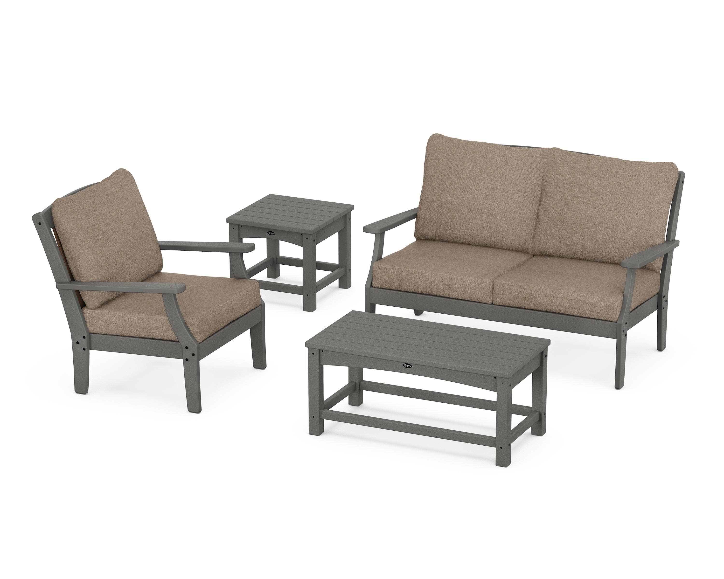 Yacht Club 4-Piece Deep Seating Set in Stepping Stone / Spiced Burlap