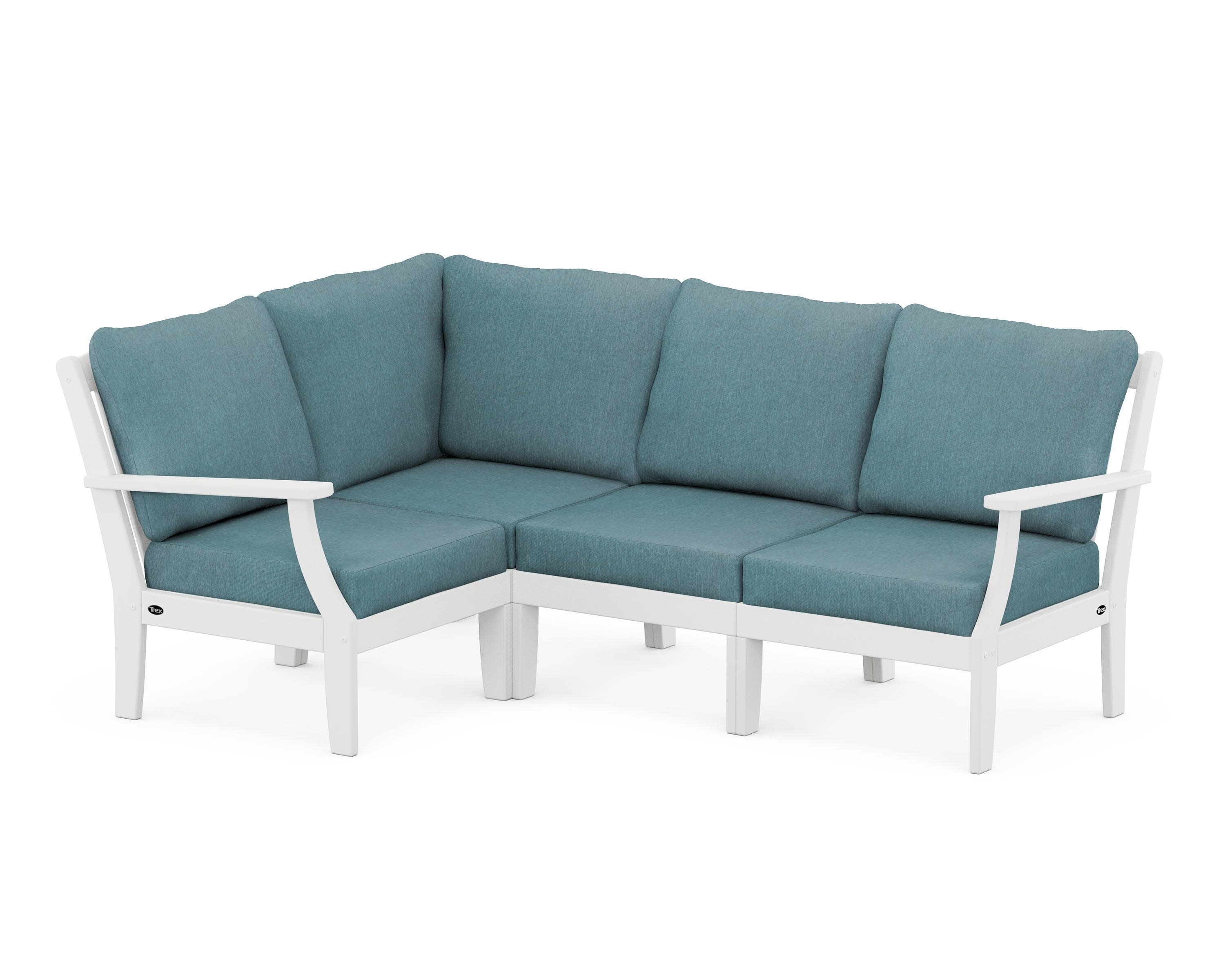 Yacht Club Modular 4-Piece Deep Seating Set in Classic White / Ocean Teal