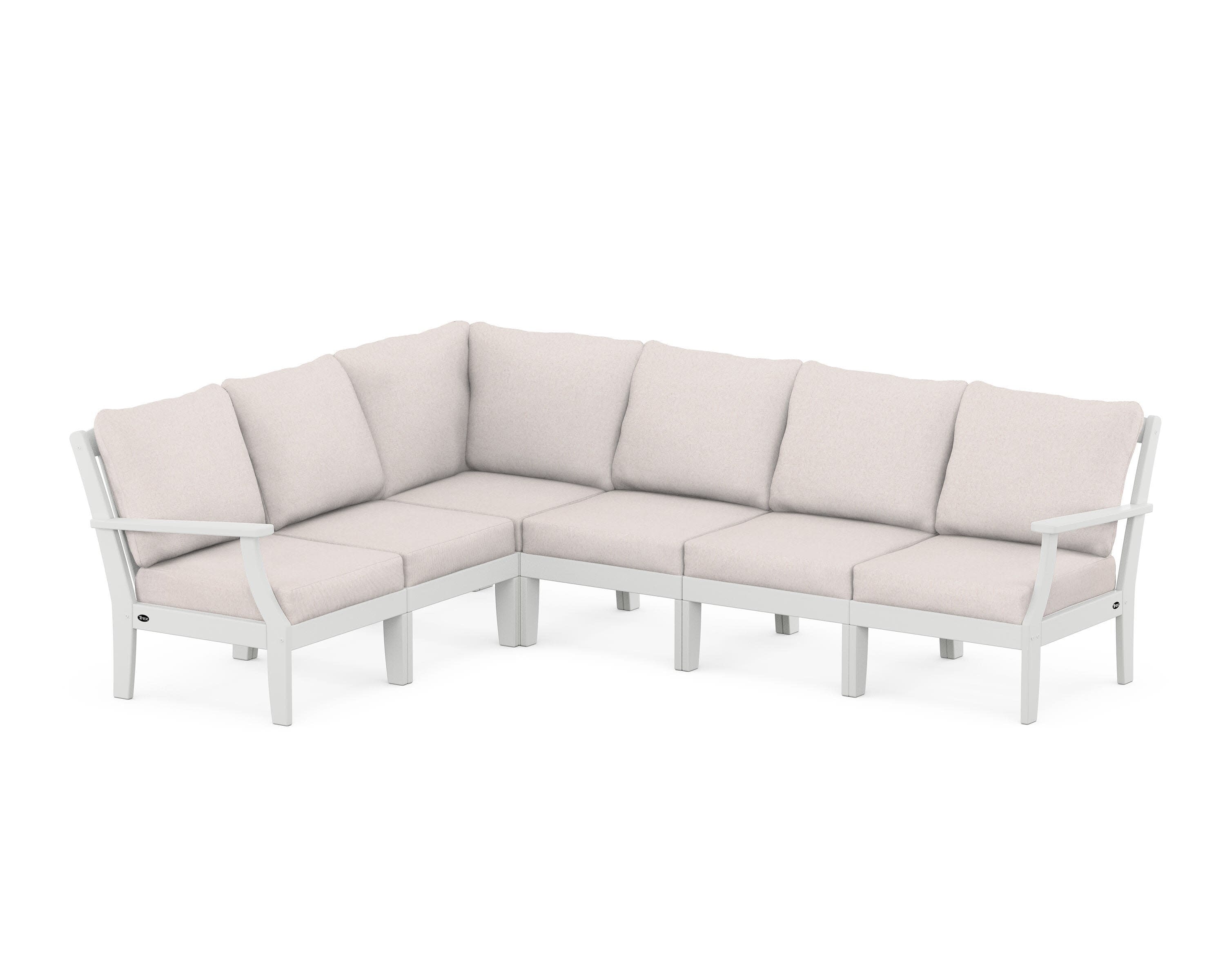 Yacht Club Modular 6-Piece Deep Seating Set in Classic White / Dune Burlap