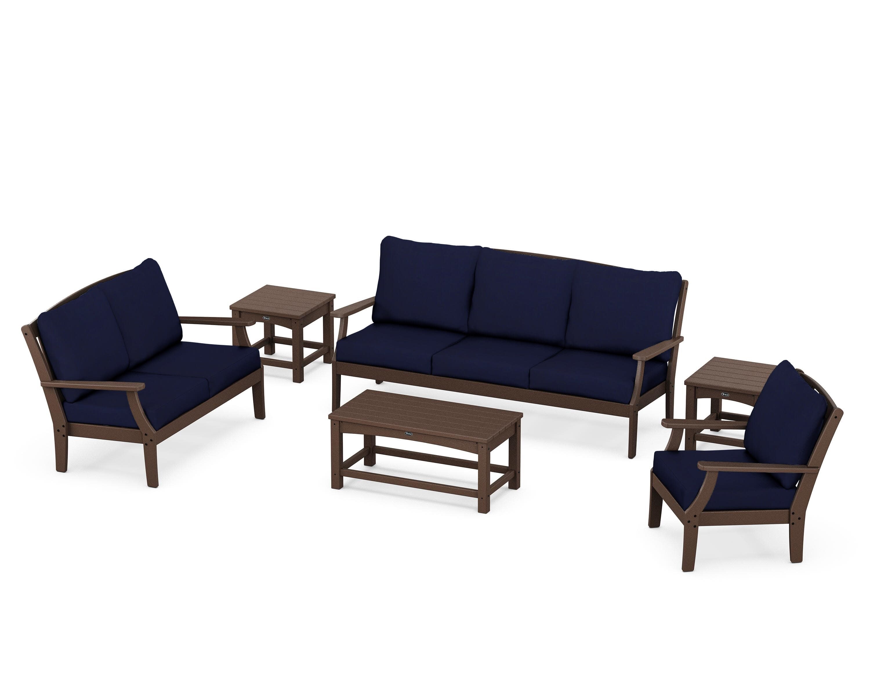 Yacht Club 6-Piece Deep Seating Set in Vintage Lantern / Navy