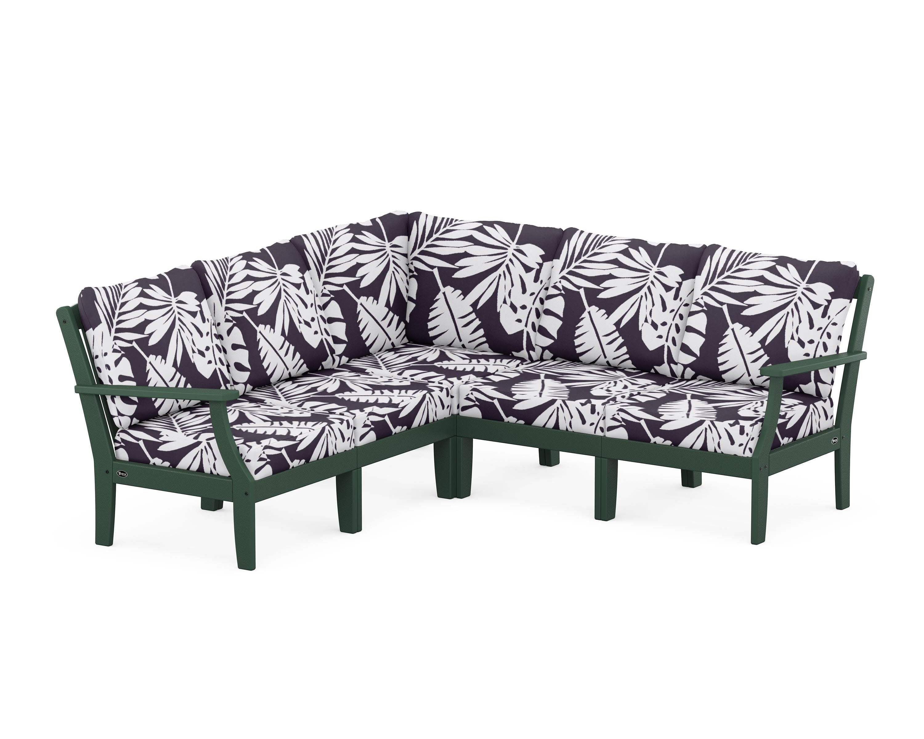 Yacht Club Modular 5-Piece Deep Seating Set in Rainforest Canopy / Leaf Navy