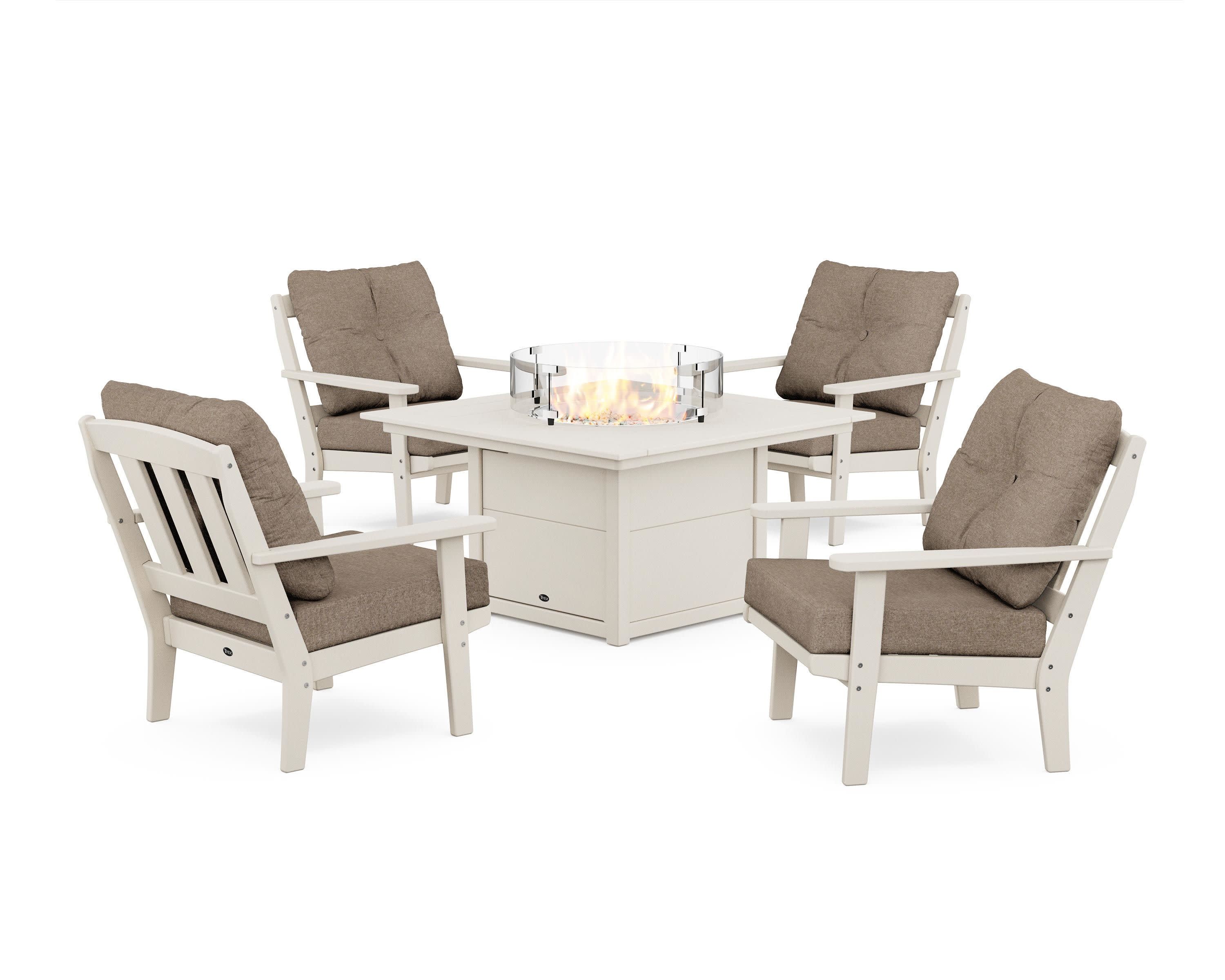 Cape Cod 5-Piece Deep Seating Set with Fire Pit Table