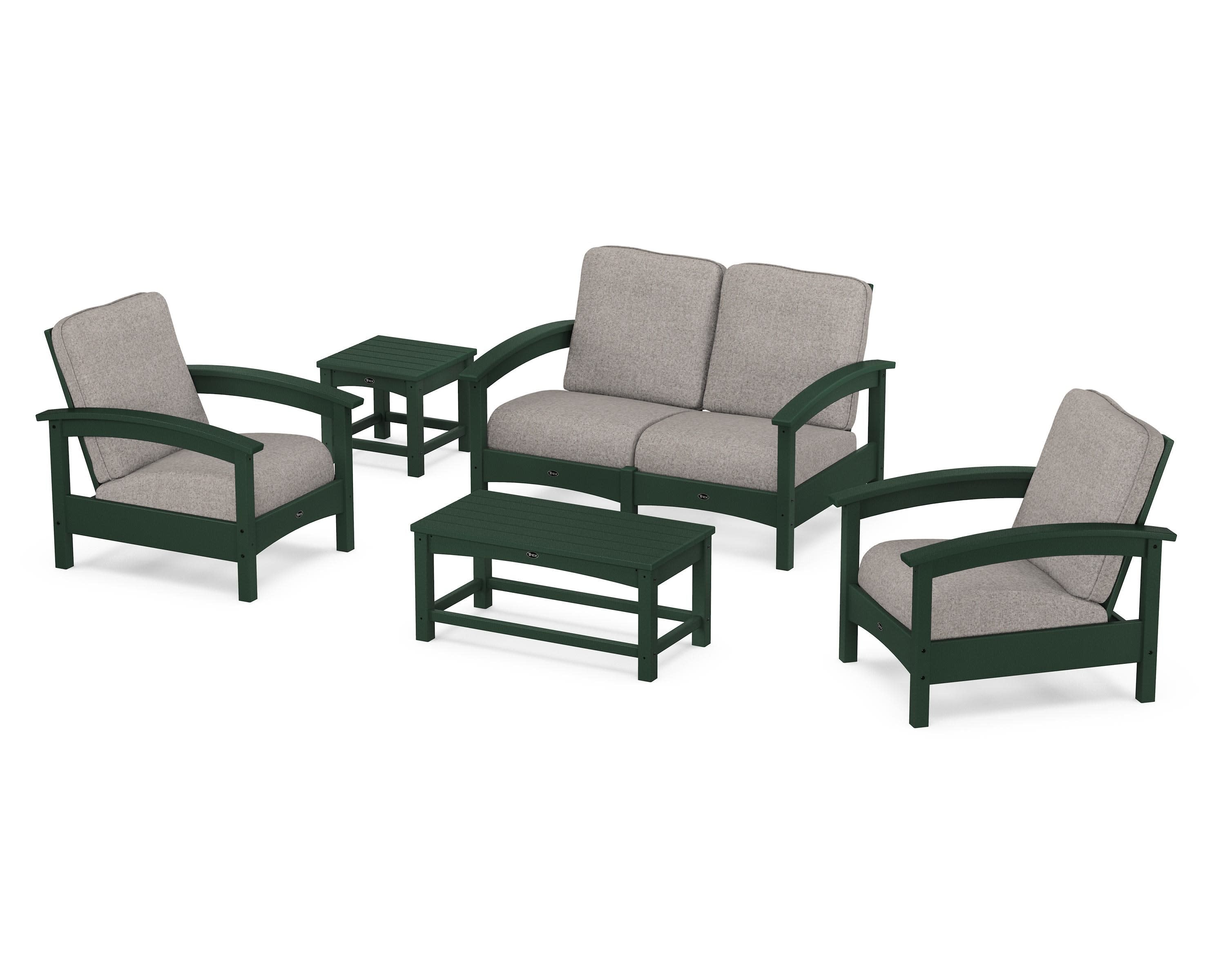 Rockport Club 6-Piece Deep Seating Conversation Set in Rainforest Canopy / Weathered Tweed