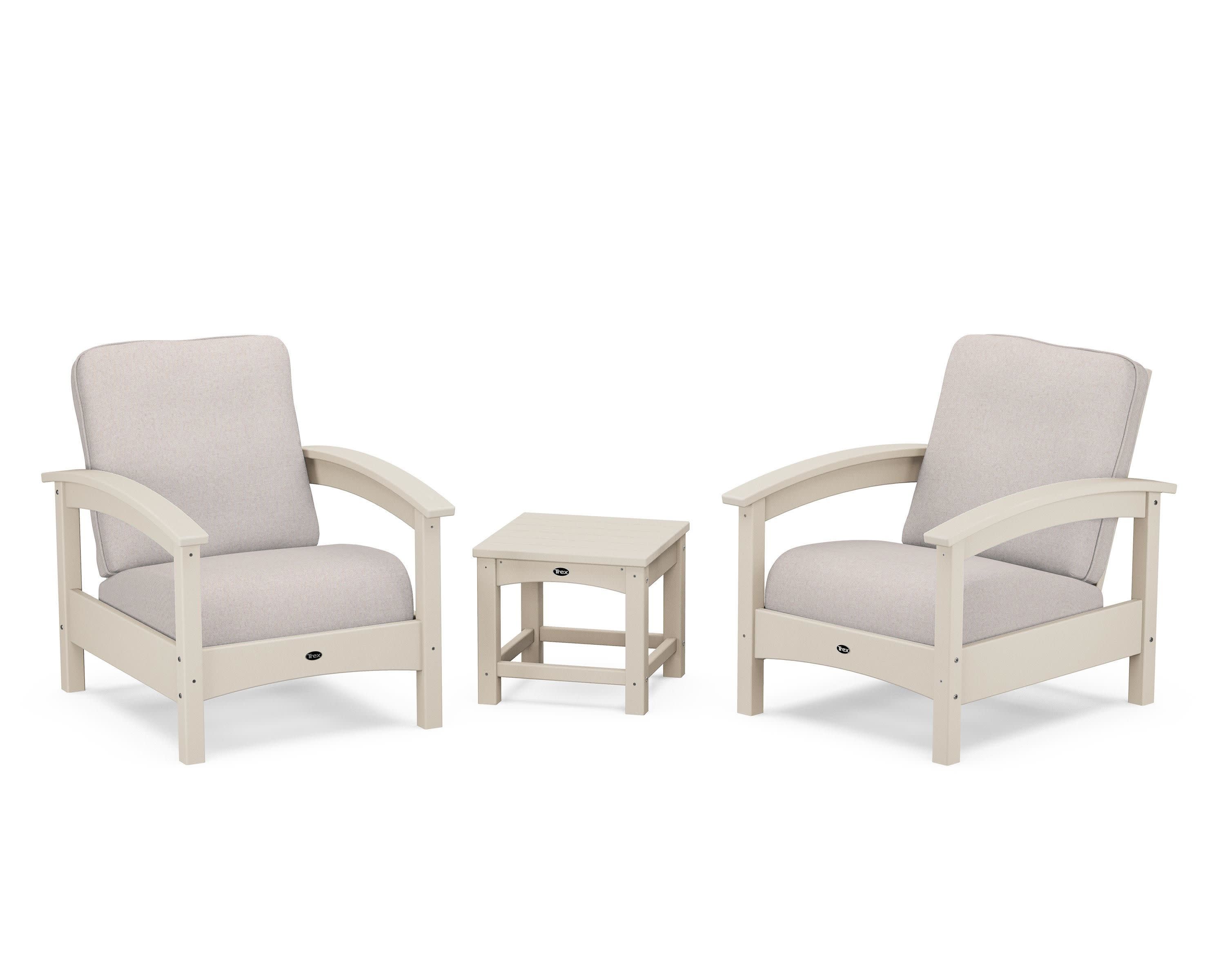 Rockport Club 3-Piece Deep Seating Conversation Set in Sand Castle / Dune Burlap