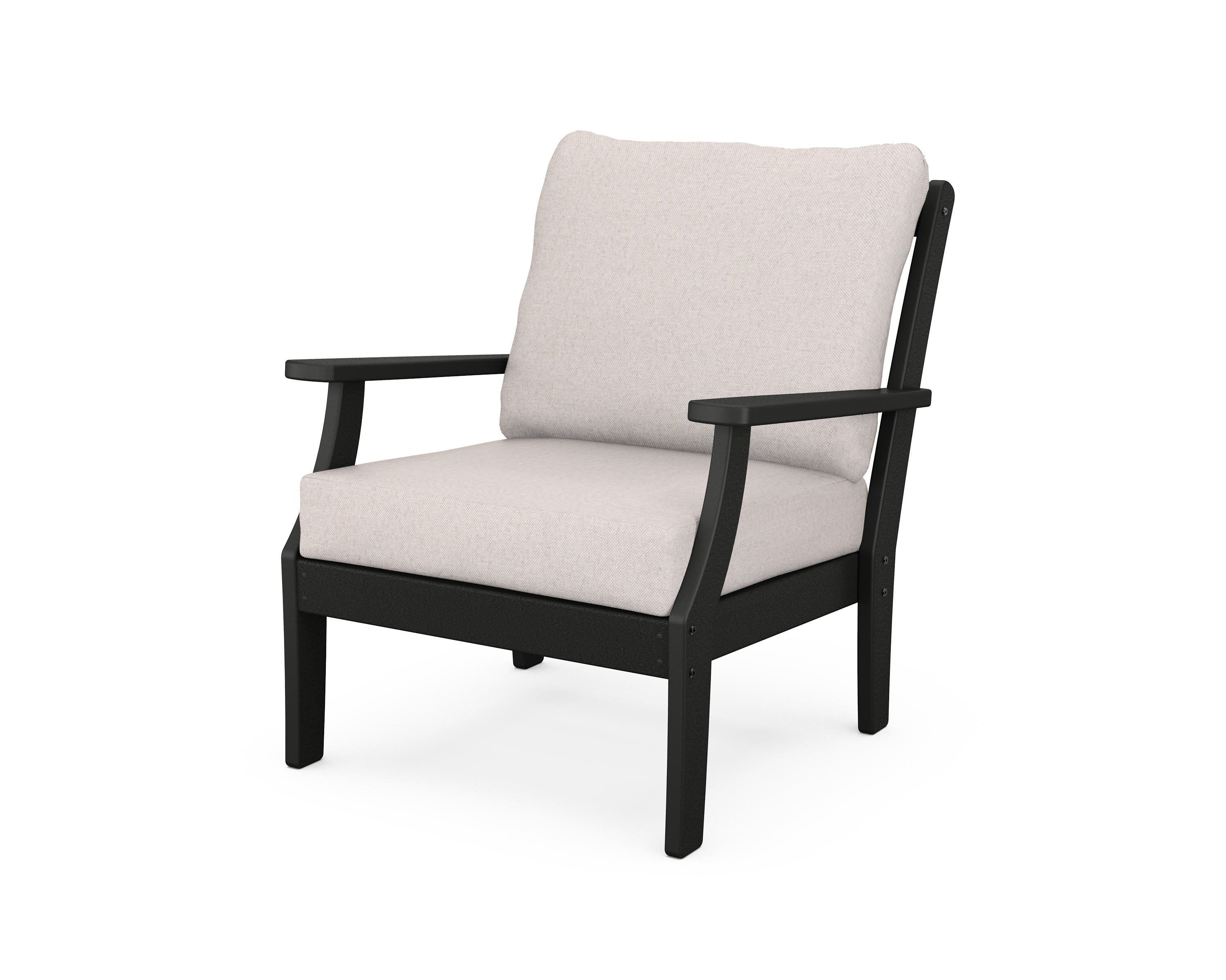 Yacht Club Deep Seating Chair in Charcoal Black / Dune Burlap