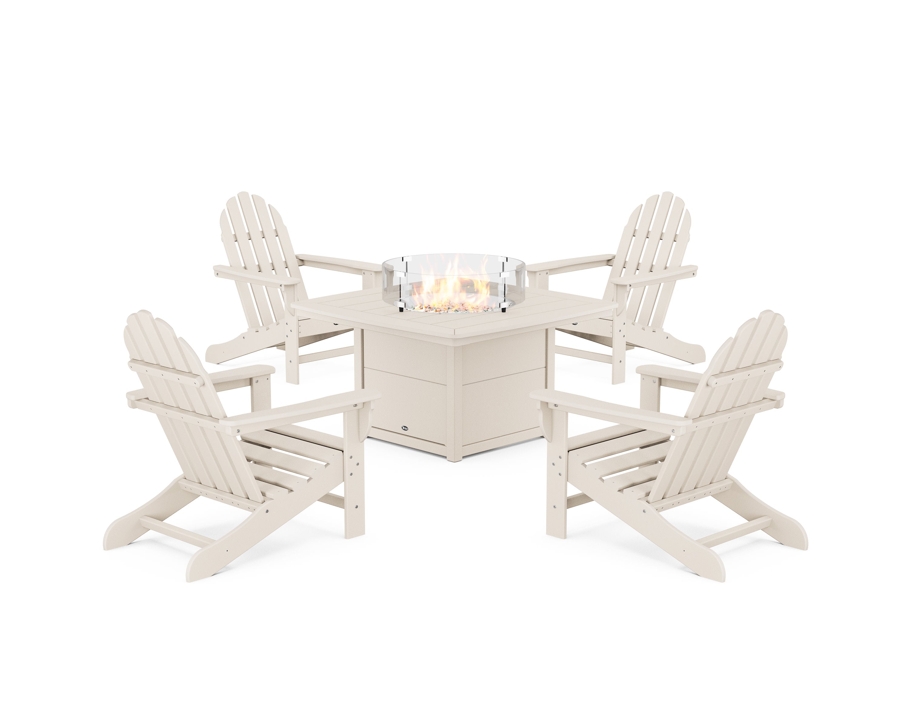 Cape Cod Adirondack 5-Piece Set with Yacht Club Fire Pit Table