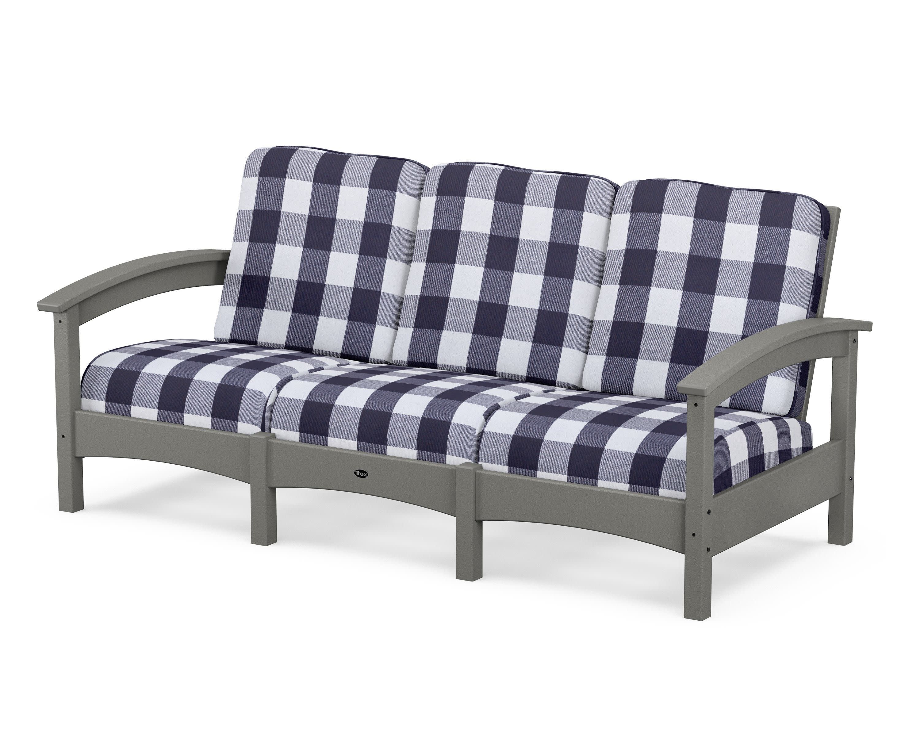 Rockport Club Sofa in Stepping Stone / Buffalo Plaid Navy