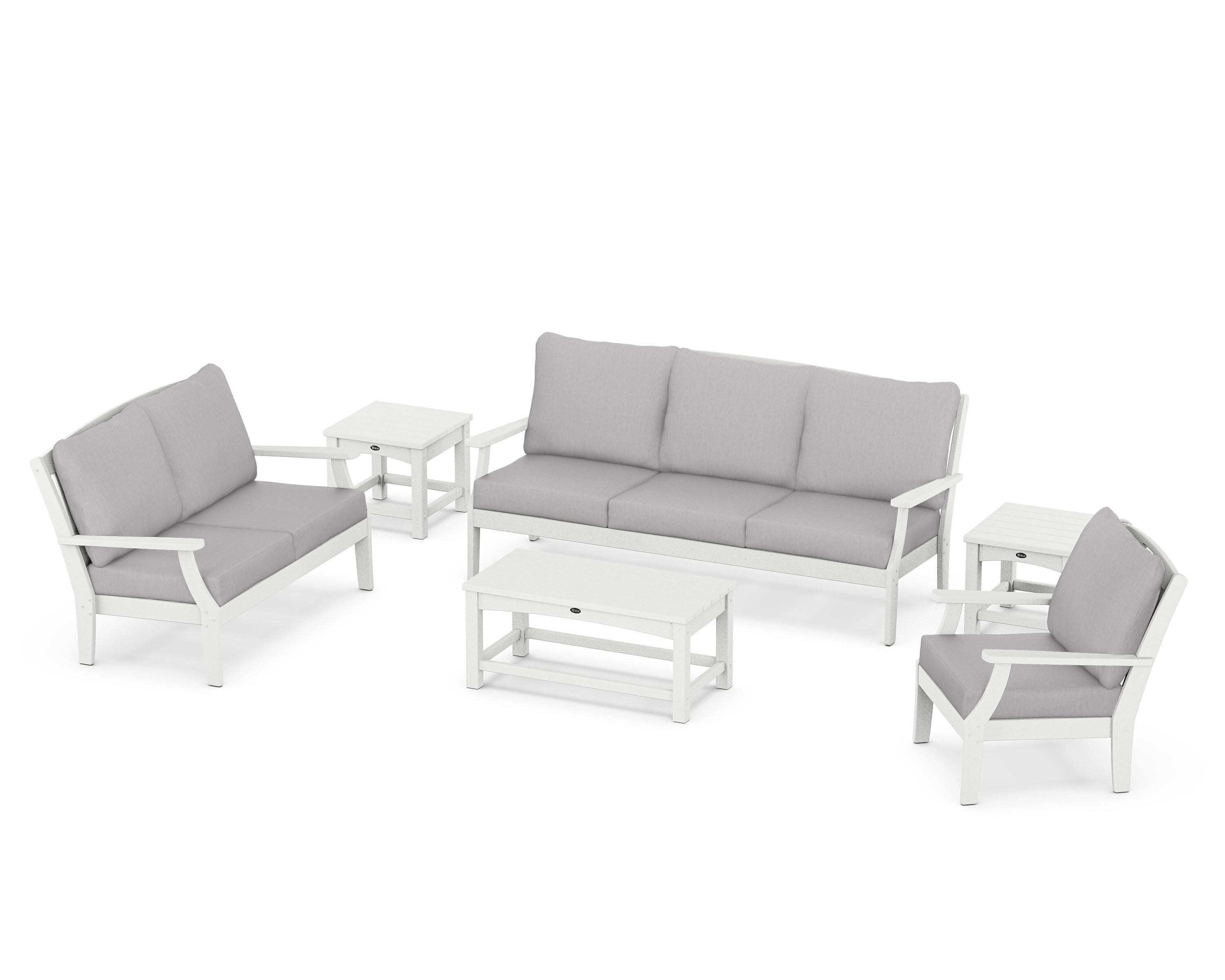 Yacht Club 6-Piece Deep Seating Set in Classic White / Granite