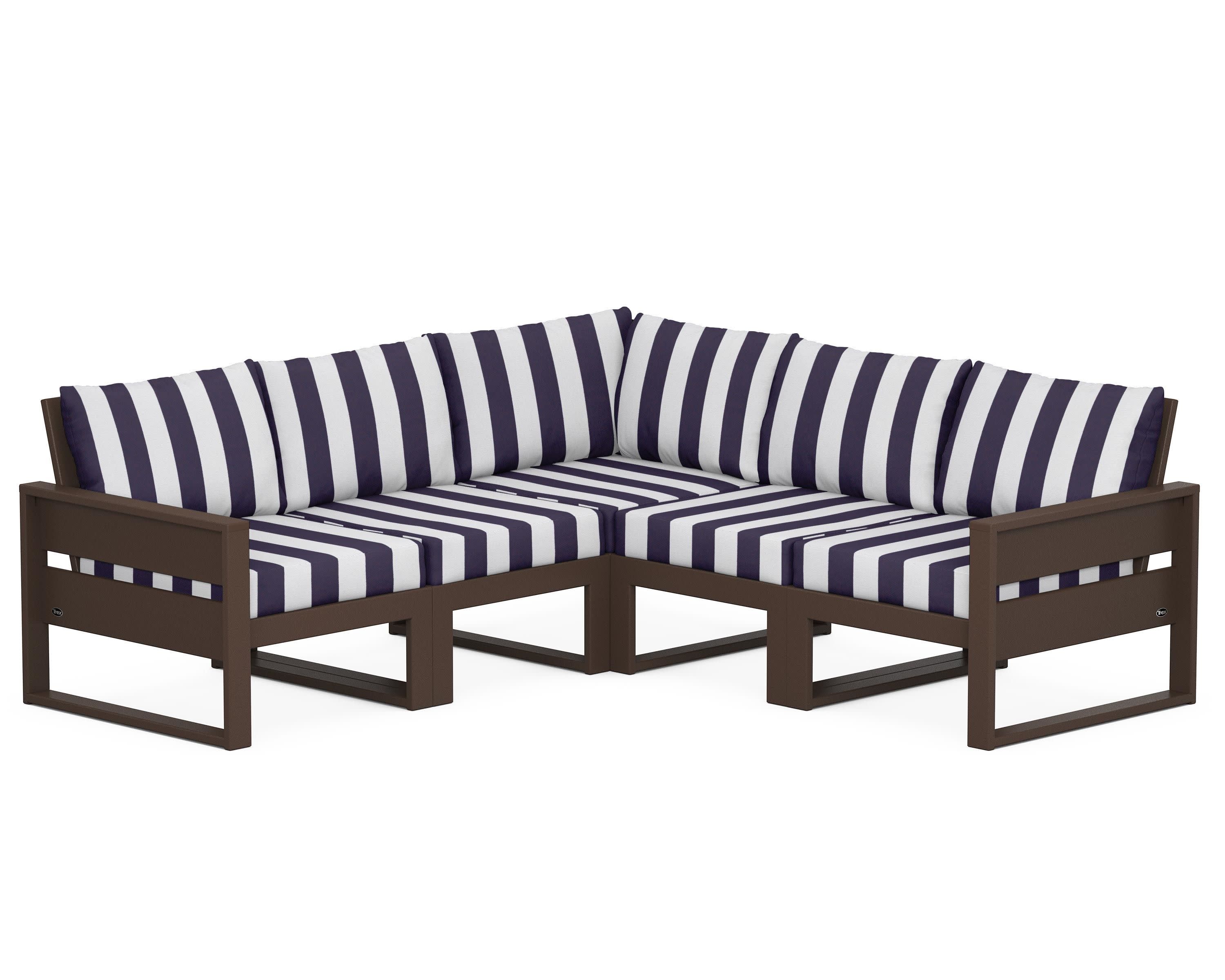 Eastport 5-Piece Sectional in Vintage Lantern / Cabana Stripe Navy