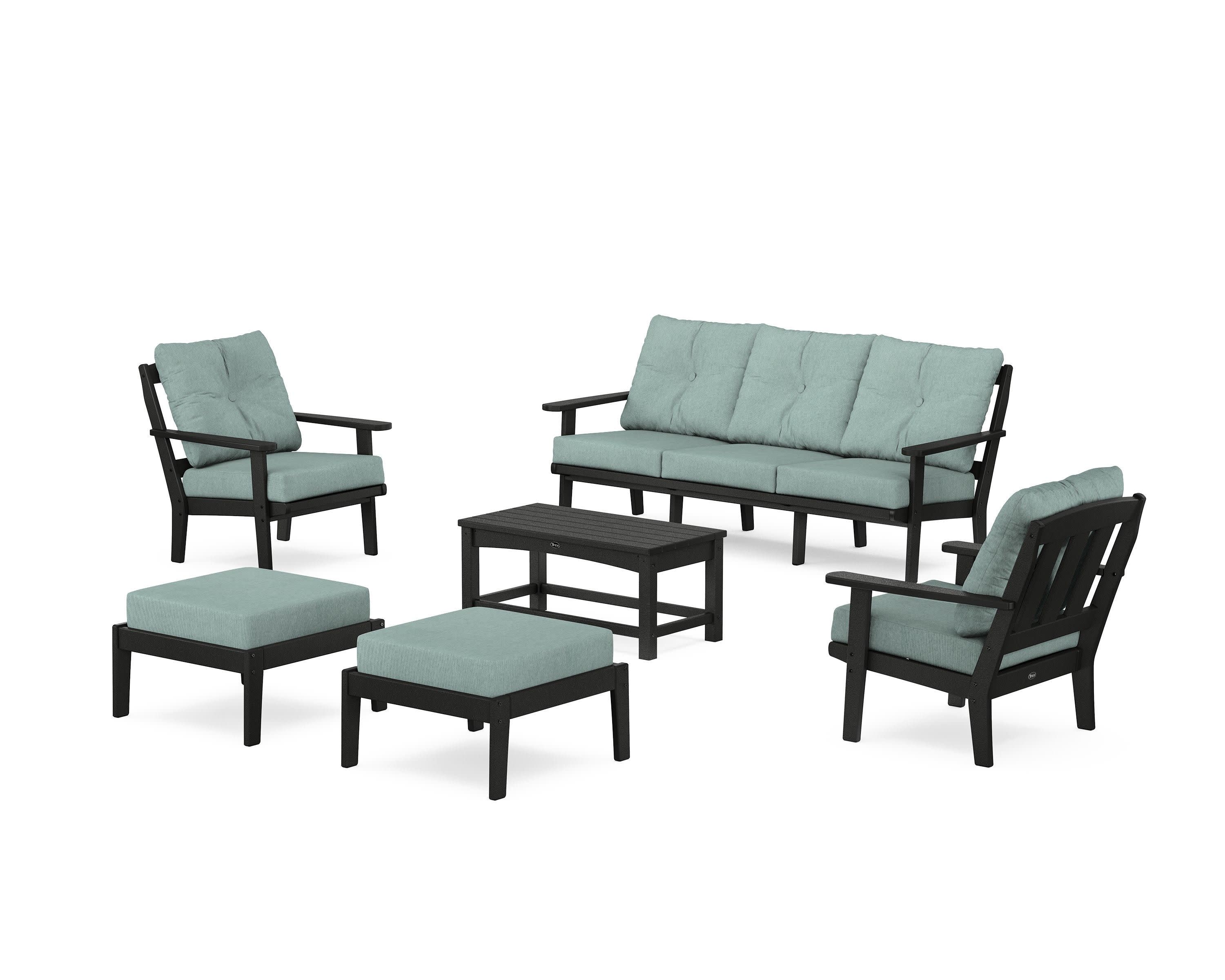 Cape Cod 6-Piece Lounge Sofa Set in Charcoal Black / Glacier Spa