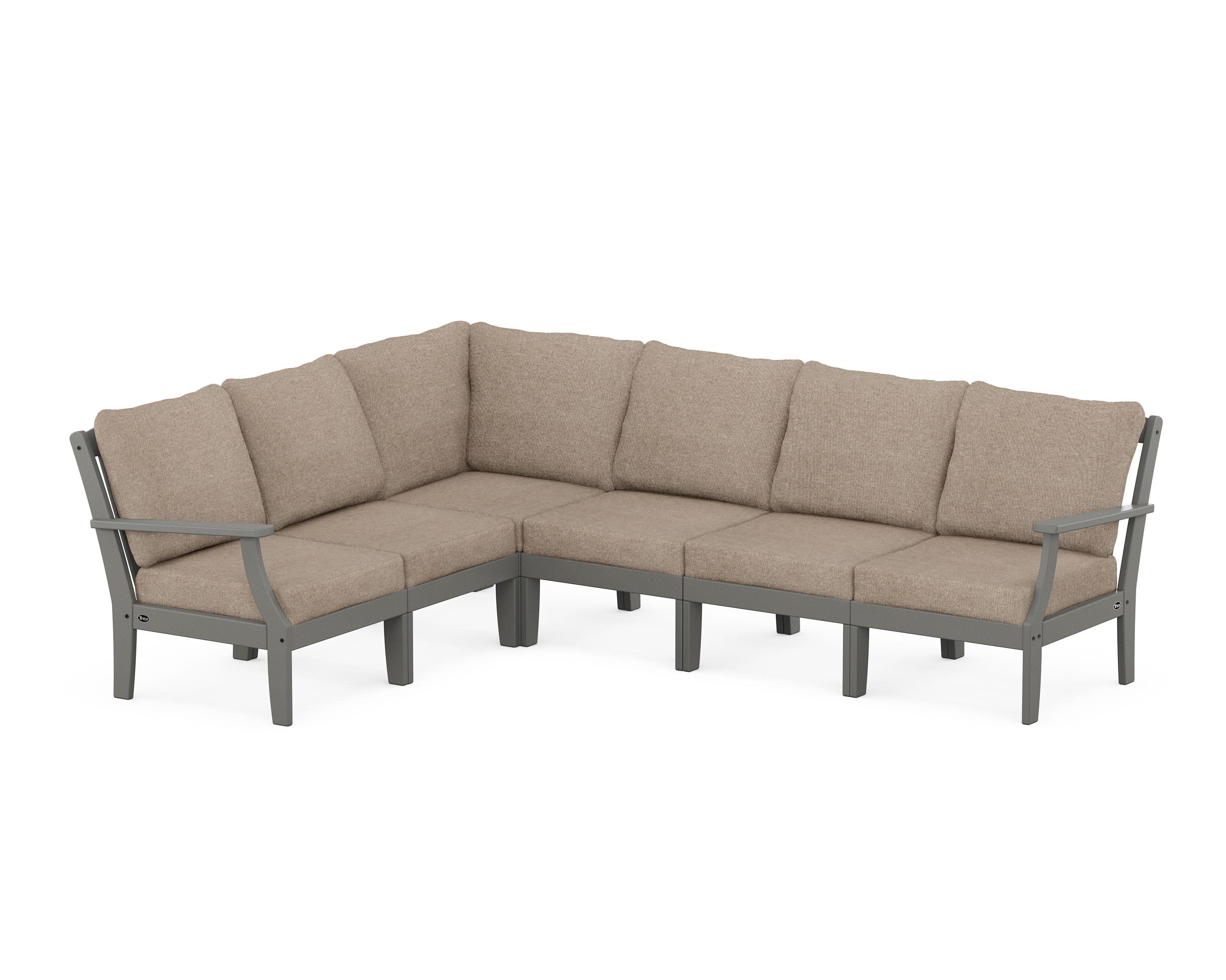 Yacht Club Modular 6-Piece Deep Seating Set in Stepping Stone / Spiced Burlap
