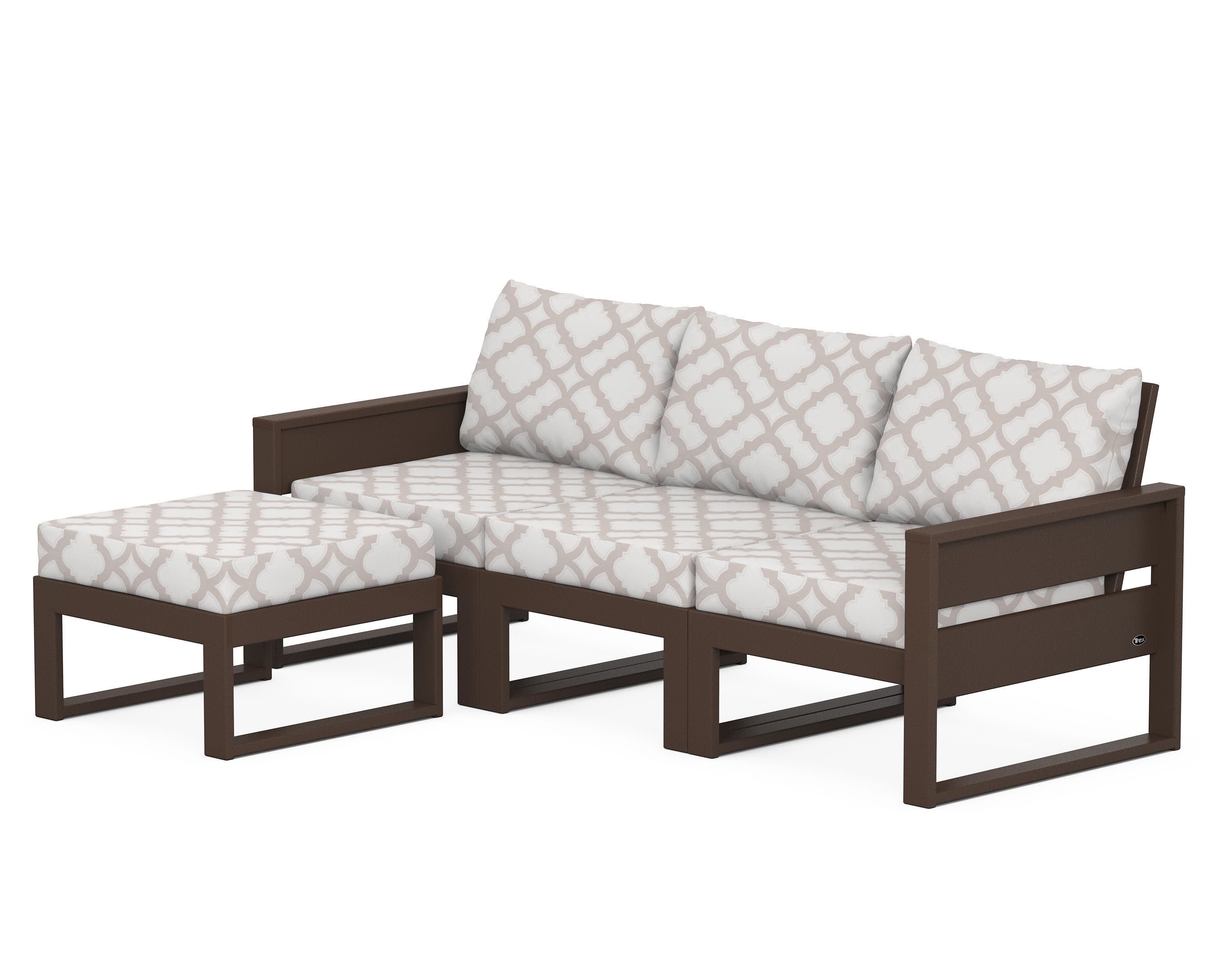 Eastport 4- Piece Sectional with Ottoman in Vintage Lantern / Trellis Dune Burlap