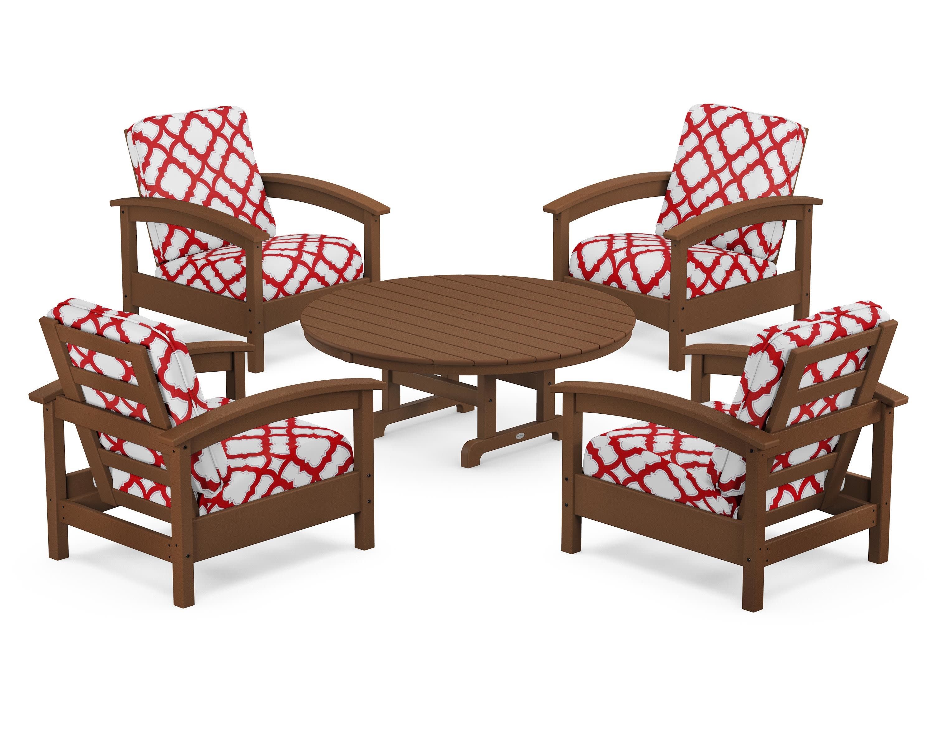 Rockport 5-Piece Deep Seating Set in Tree House / Trellis Crimson