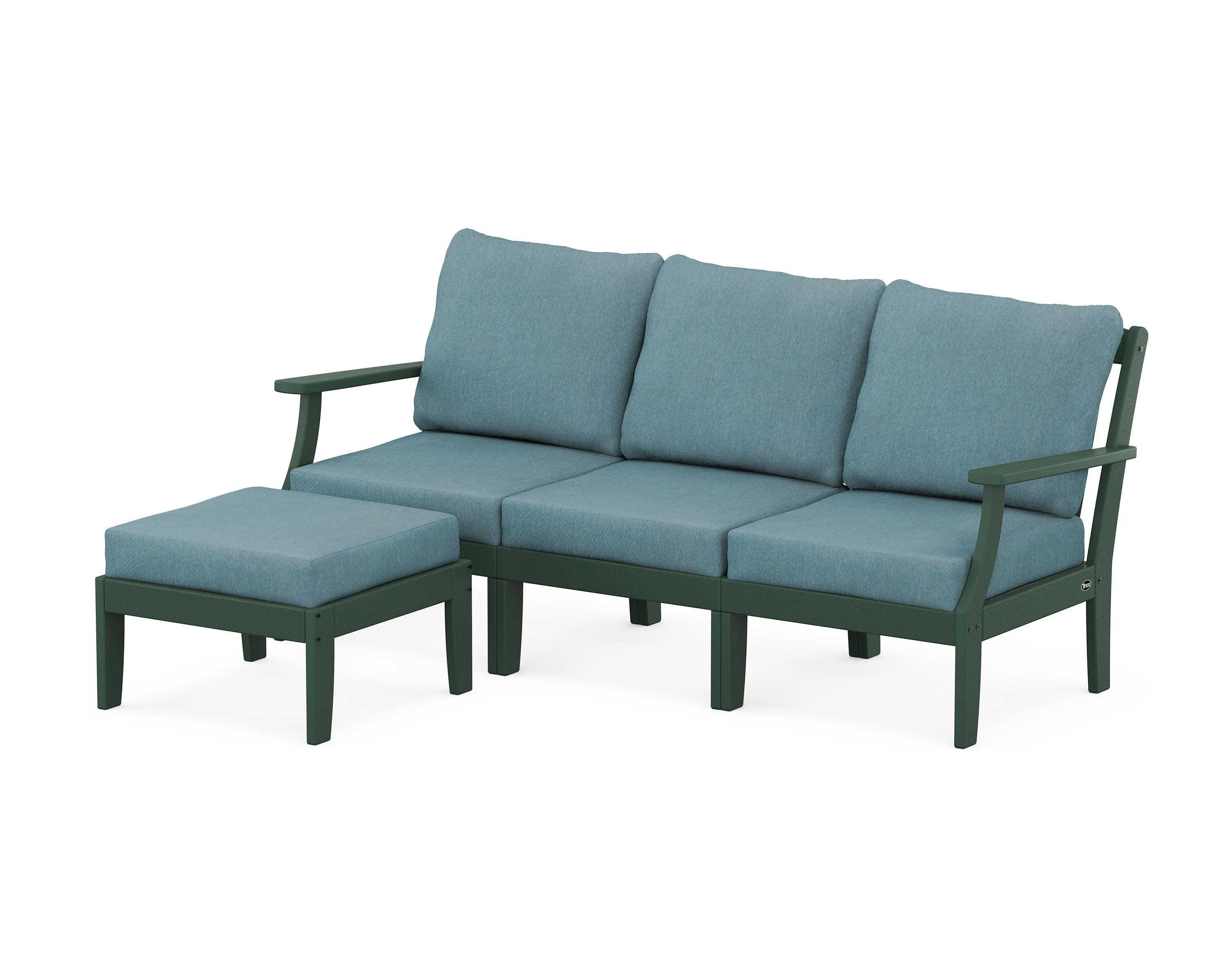 Yacht Club Modular 4-Piece Deep Seating Set with Ottoman in Rainforest Canopy / Ocean Teal